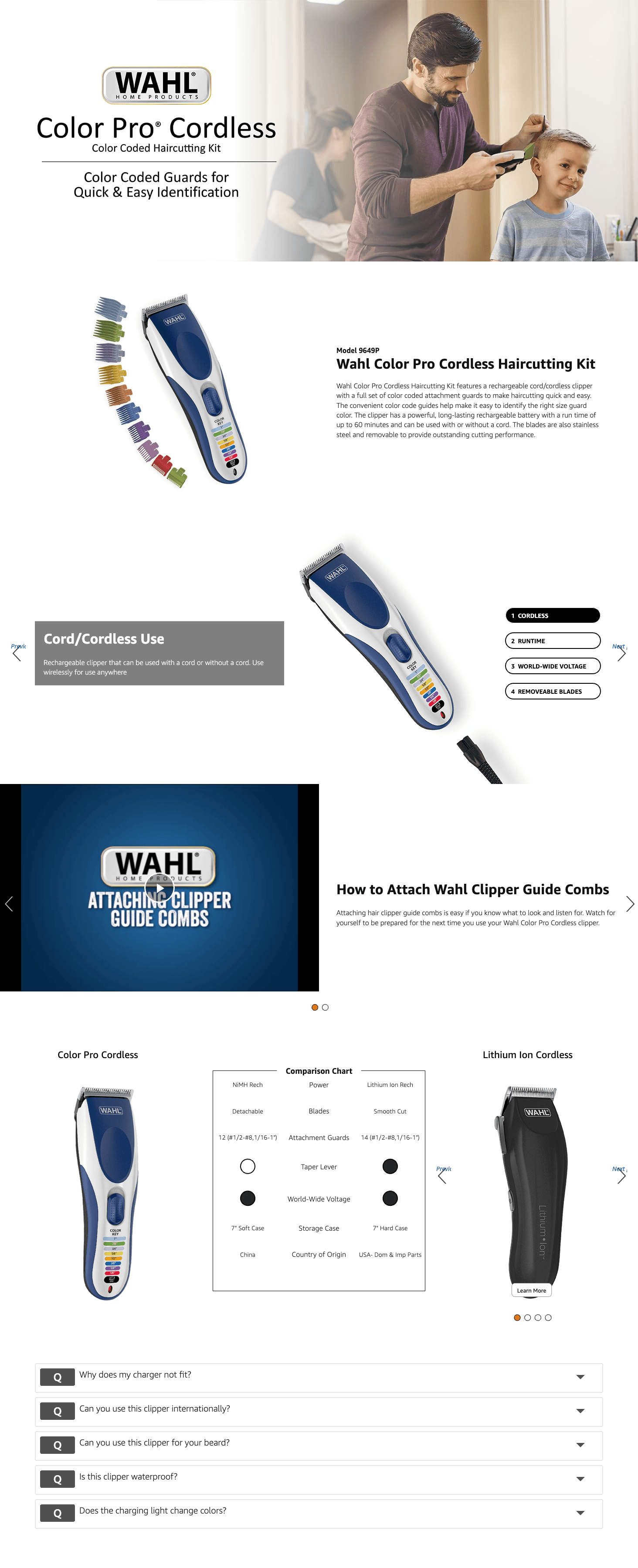 Premium A+ Content for Amazon.com: Wahl Color Pro Cordless Rechargeable Hair Clipper & Trimmer