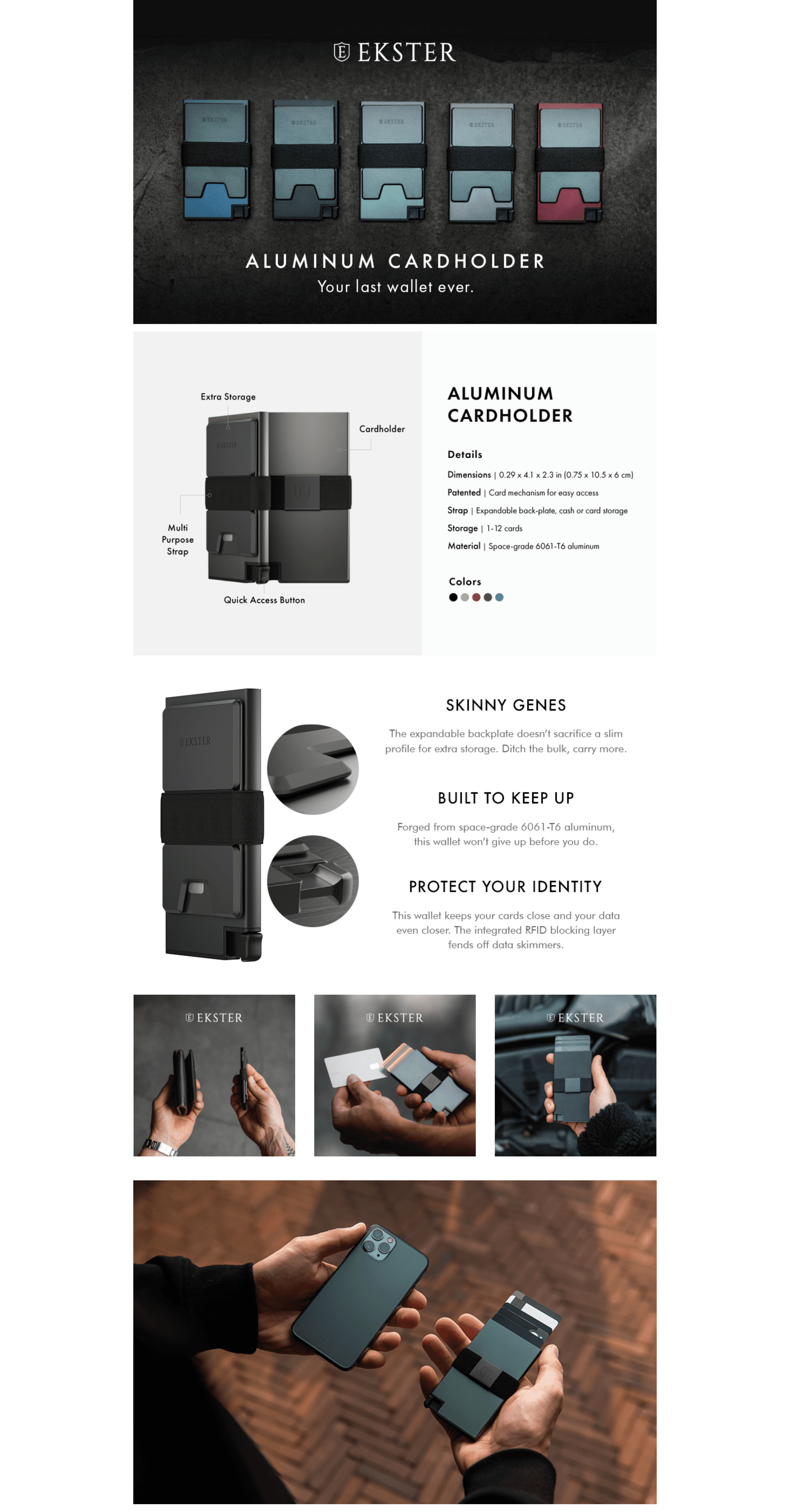 Premium A+ Content for Ekster Aluminum Cardholder Wallet