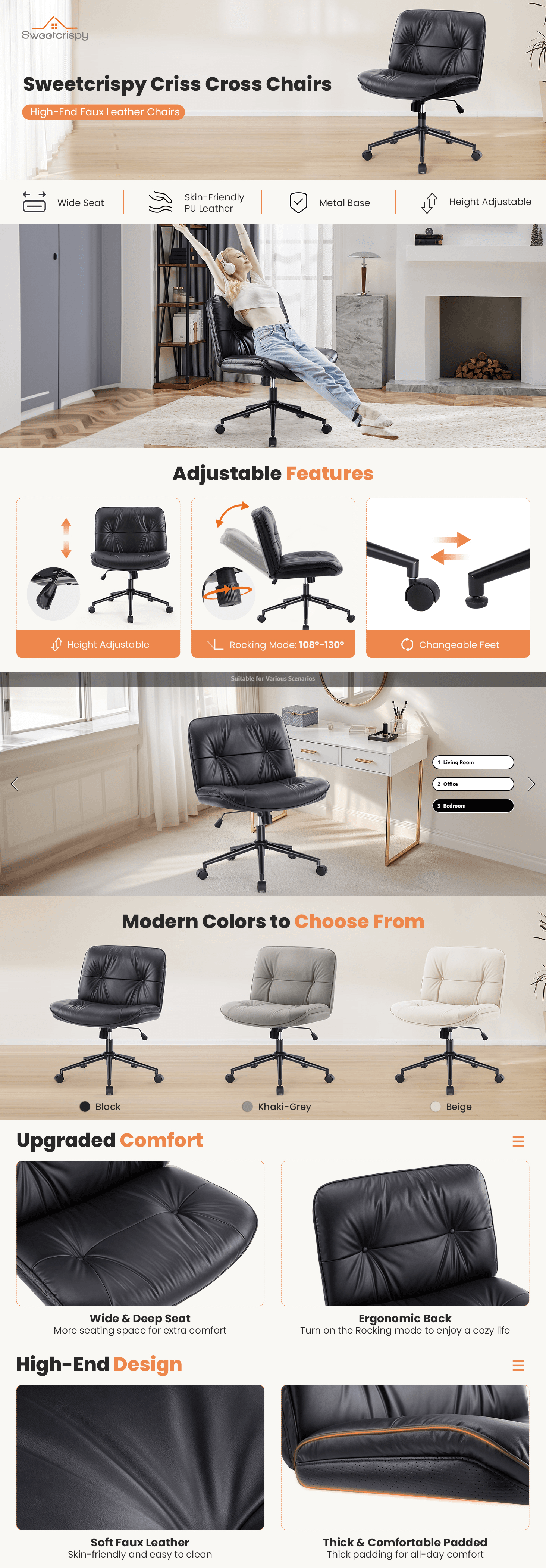 Premium A+ Content for Amazon.com: Sweetcrispy Criss Cross Legged Chair with Wheels