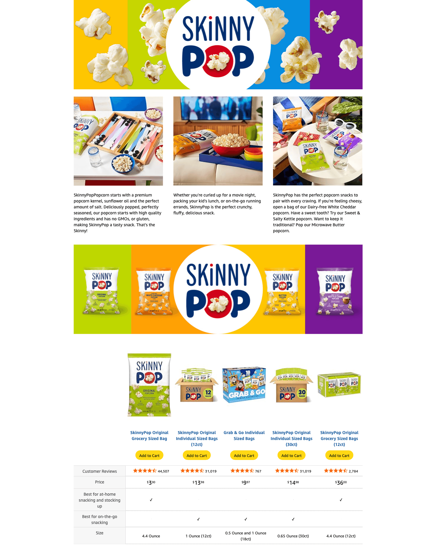 A+ Premium for Amazon.com: SkinnyPop Popcorn