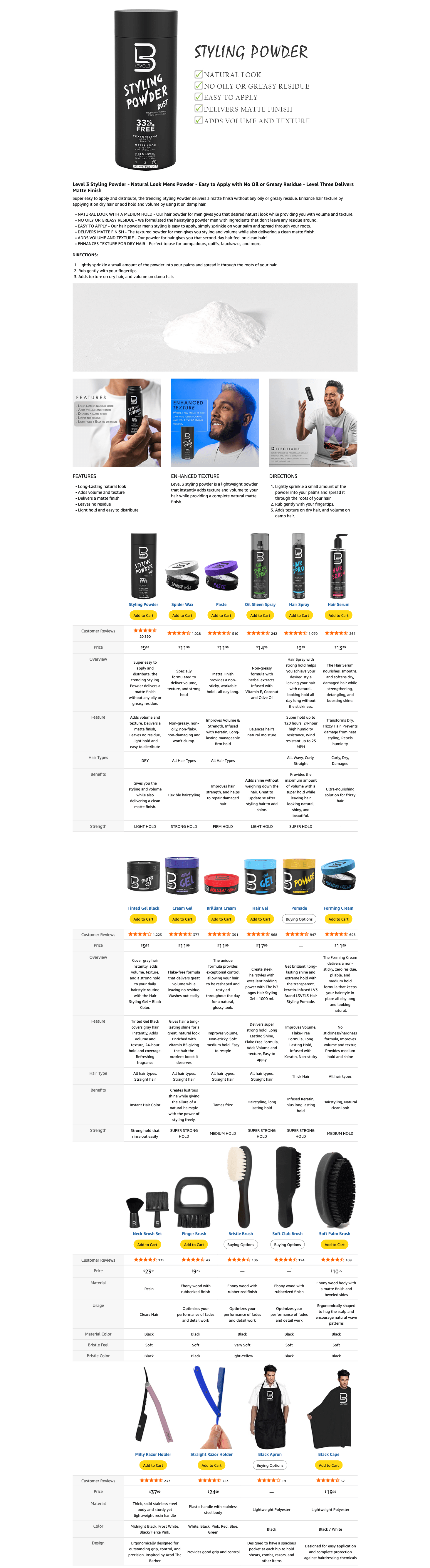 Premium A+ Content for Amazon.com: L3 Level 3 Styling Powder
