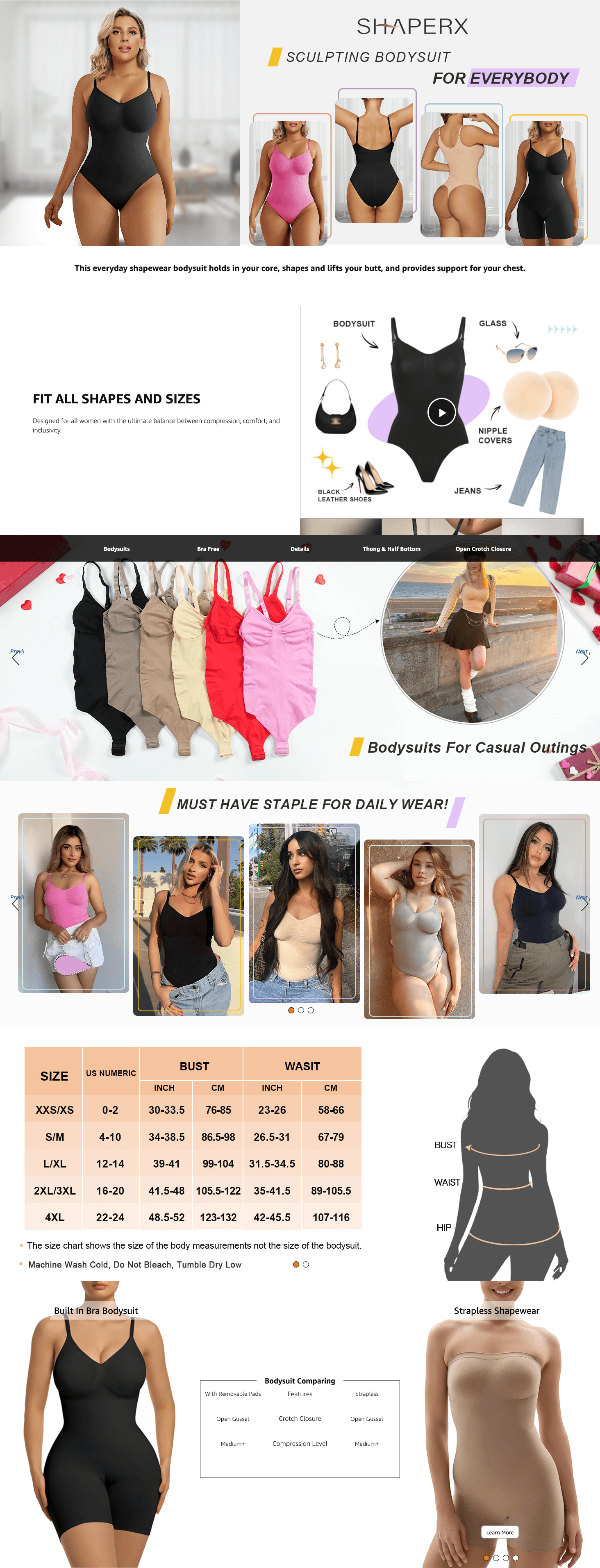 Premium A+ Content for SHAPERX Women's Shapewear Bodysuit Tummy Control Body Shaper Seamless Sculpting Snatched…