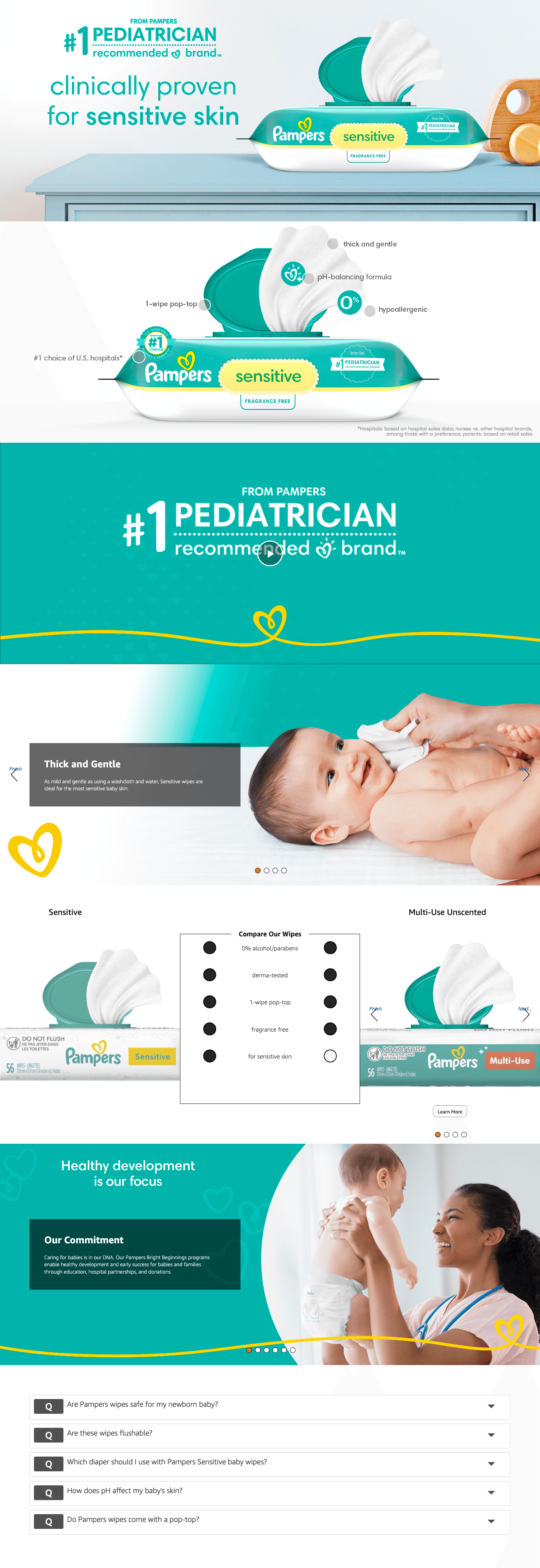 Premium A+ Content for Amazon.com: Pampers Baby Wipes