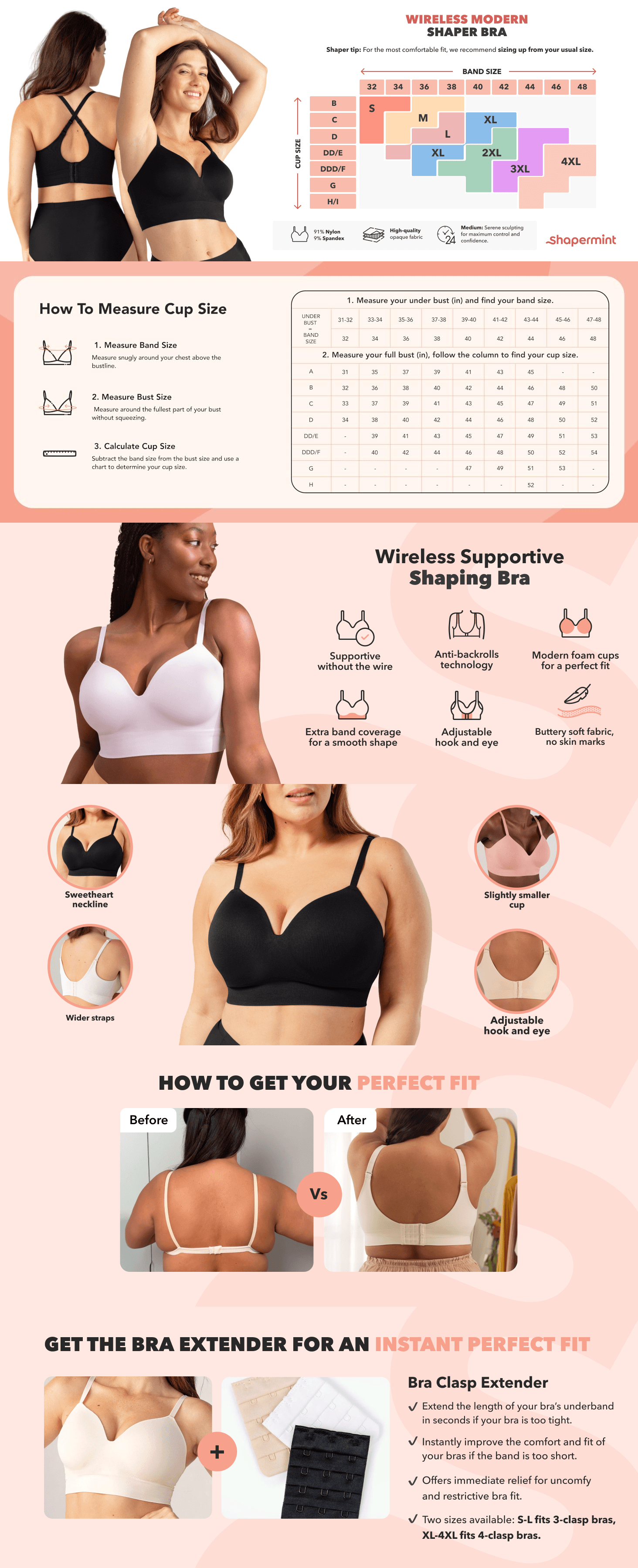 Premium A+ Content for SHAPERMINT Bras for Women