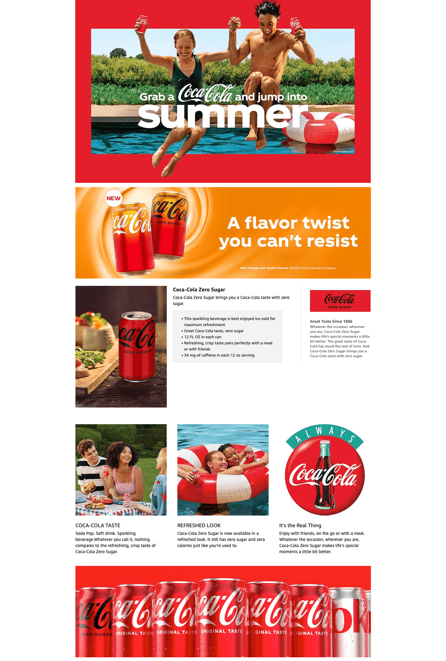 Premium A+ Content for Amazon.com: Coke Zero Sugar Cola Soda