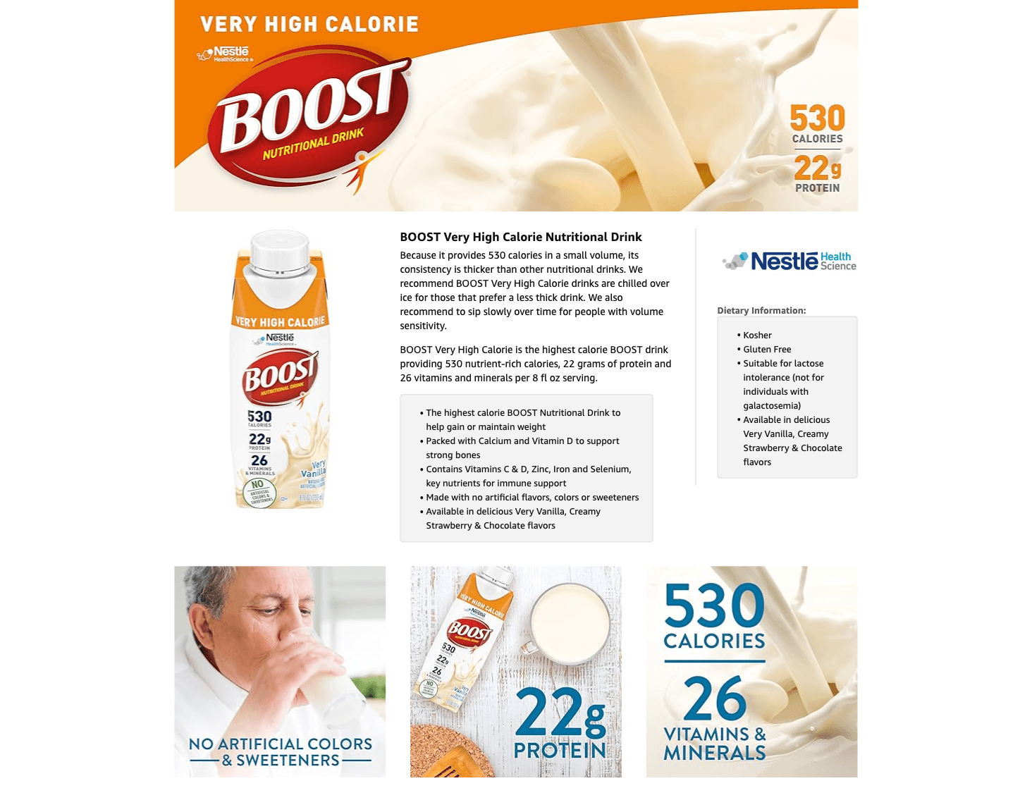 Premium A+ Content for Amazon.com: Boost Very High Calorie Vanilla Nutritional Drink