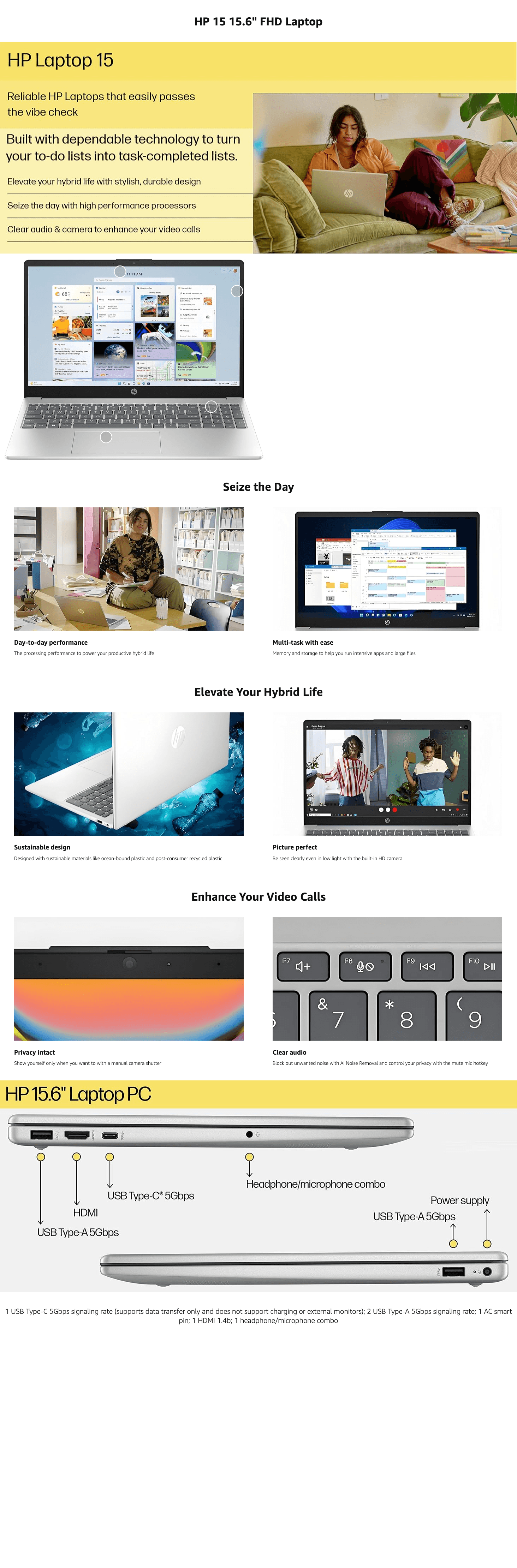 Premium A+ Content for Amazon.com: HP 15 15.6" FHD Laptop Computer Student and Business