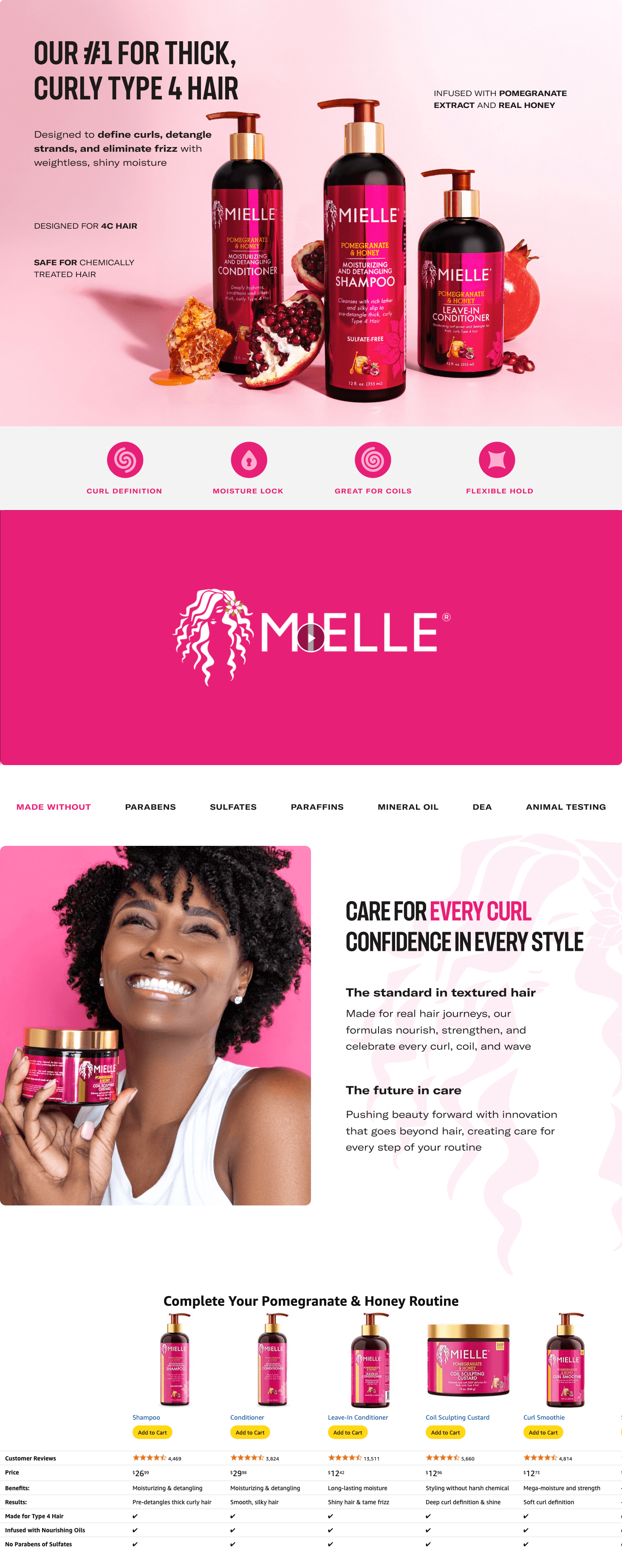 Premium A+ Content for Amazon.com : Mielle Organics Pomegranate & Honey Sculpting Custard