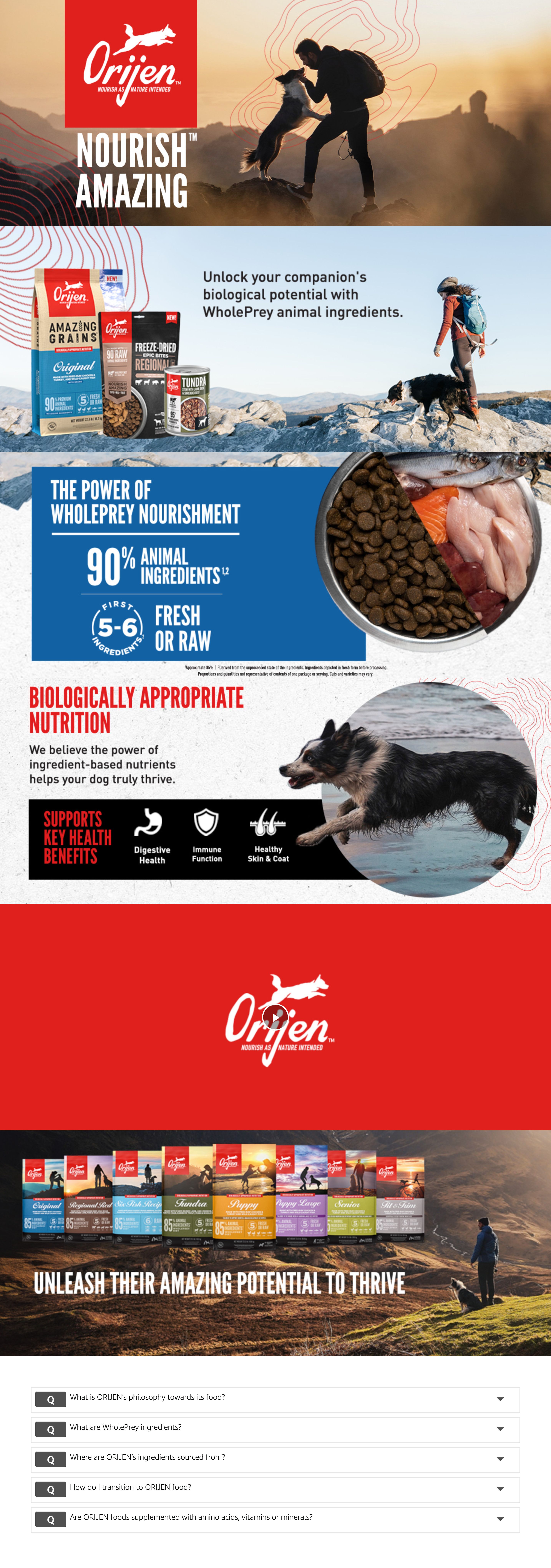 Premium A+ Content for Amazon.com: ORIJEN Original Dry Dog Food