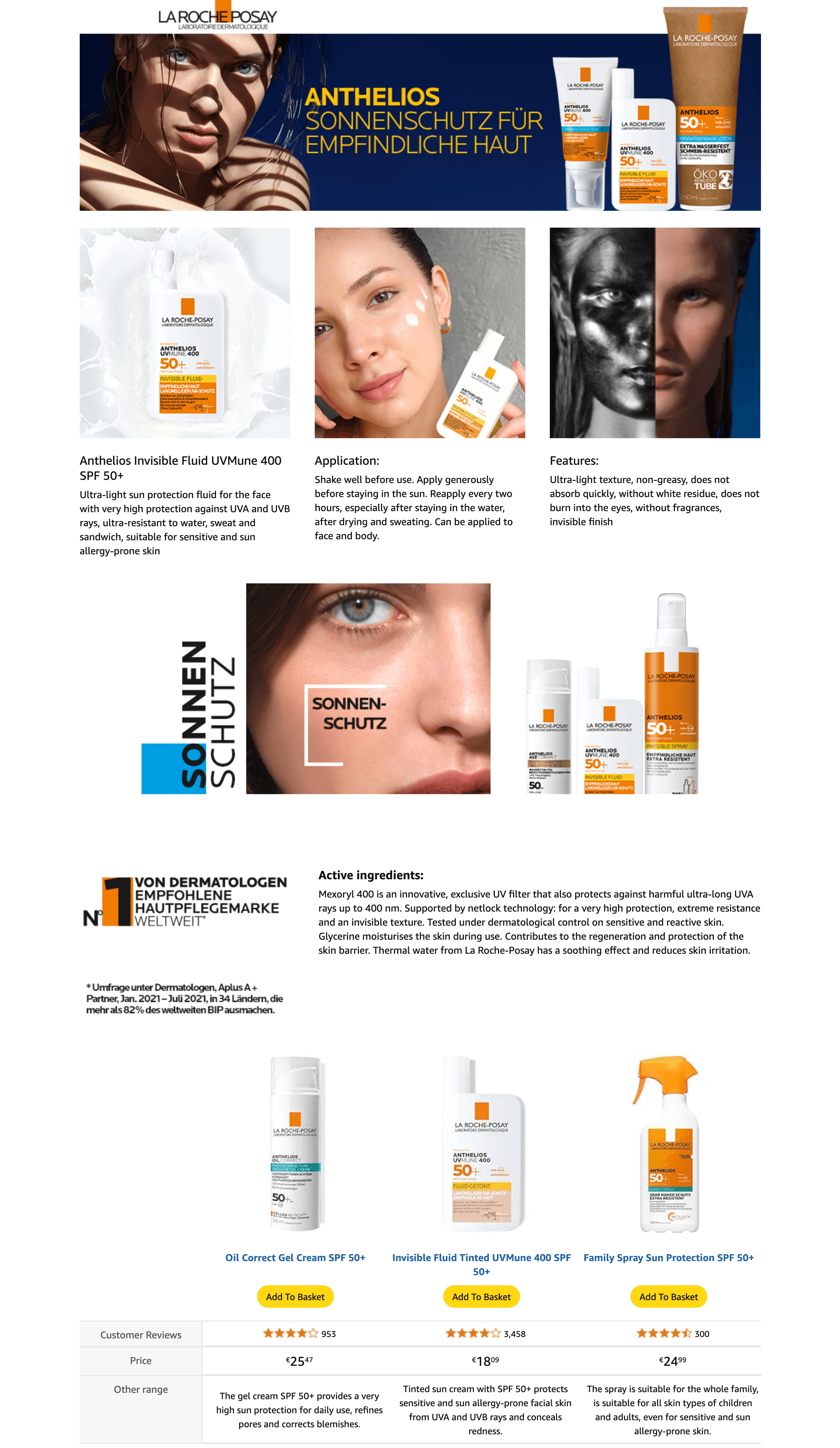 Premium A+ Content for La Roche Posay Sun Fluid for the Face for Sun Allergy Prone and Sensitive Skin with…