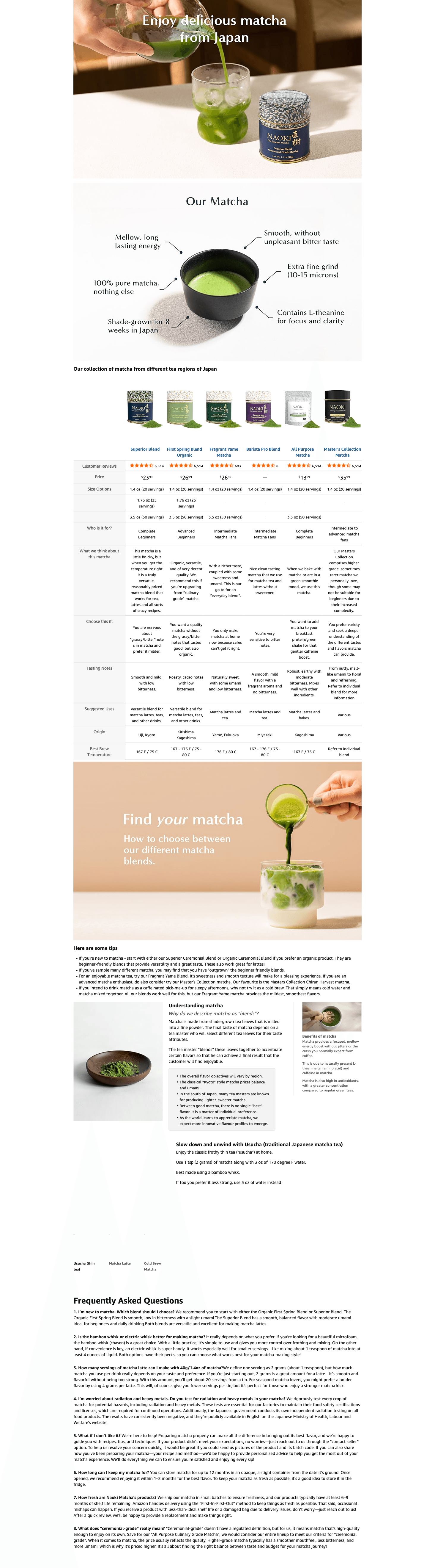 Premium A+ Content for Amazon.com: Naoki Matcha Superior Ceremonial Blend
