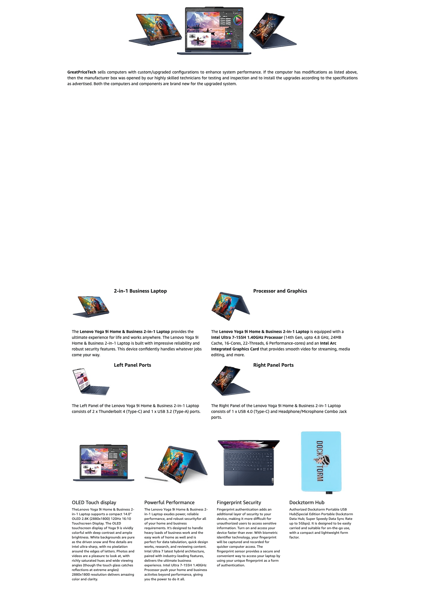 Premium A+ Content for Amazon.com: Lenovo Yoga 9i AI Powered 2-in-1 Laptop 14.0" 120 Hz Touchscreen OLED 2.8K…