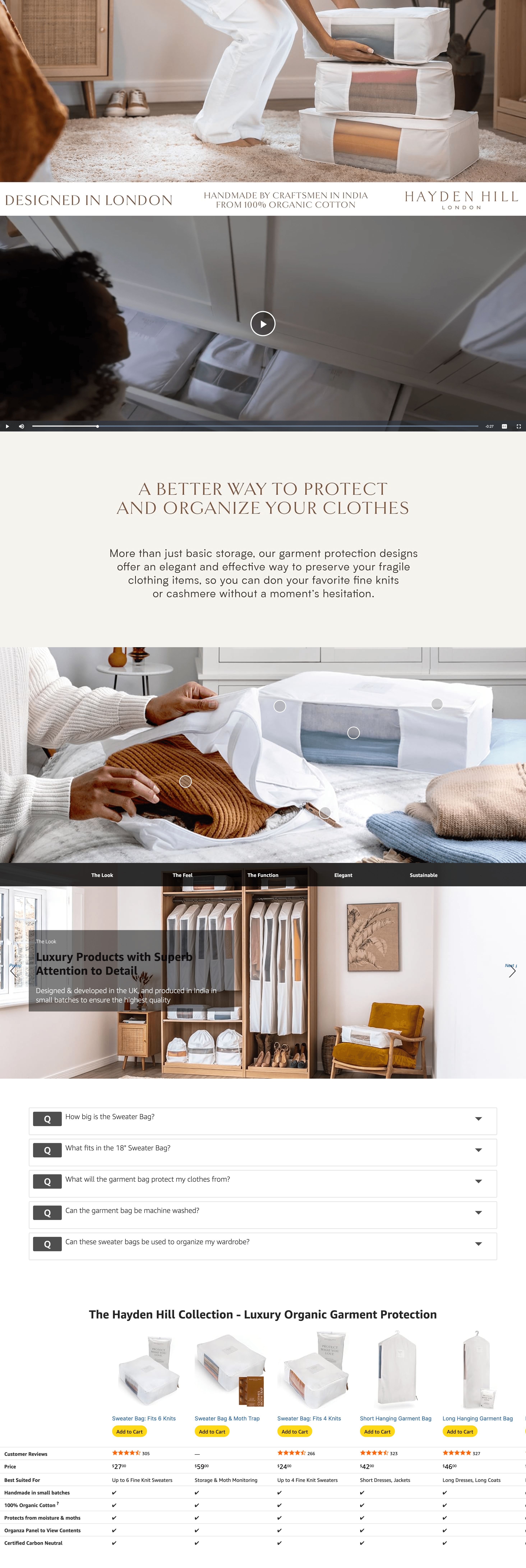Premium A+ Content for Amazon.com: Hayden Hill Luxury Organic Cotton Sweater Storage Bag