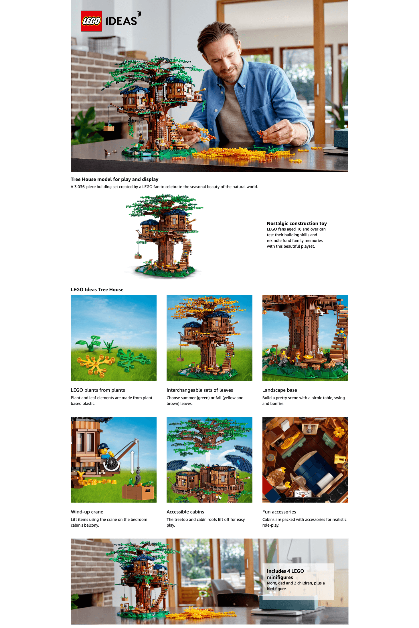 Premium A+ Content for Amazon.com: LEGO Ideas Tree House 21318