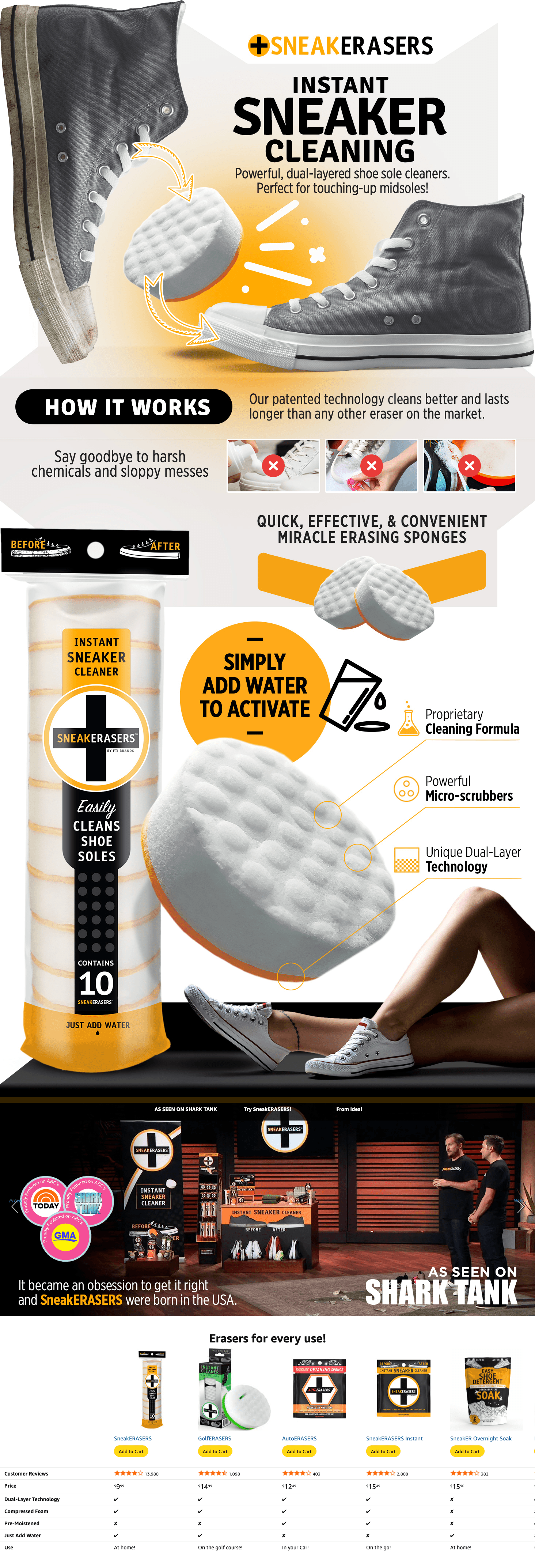 Premium A+ Content for Amazon.com: SneakERASERS Sole & Sneaker Cleaner