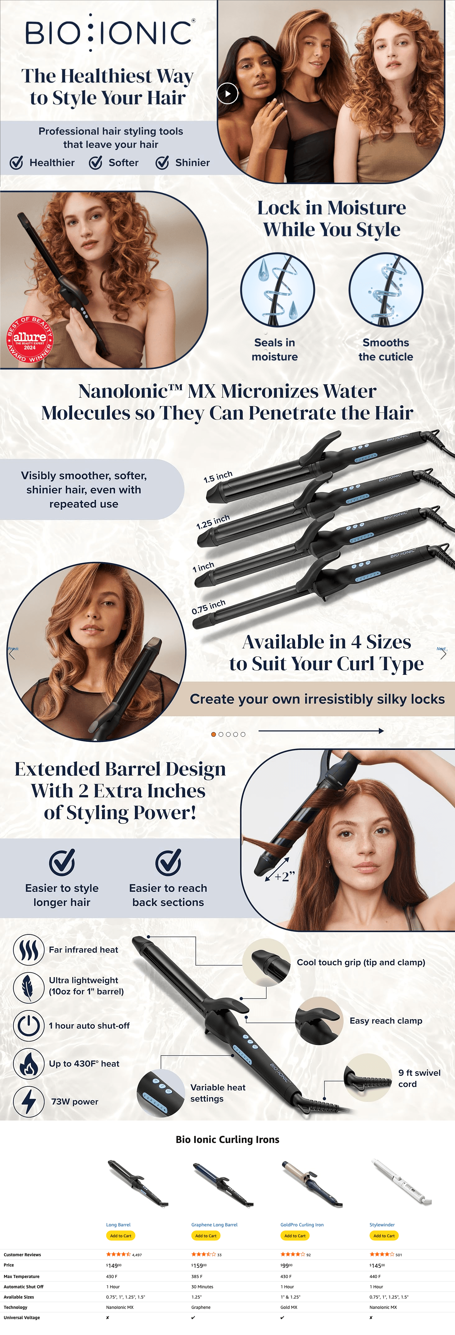 Premium A+ Content for Amazon.com: Bio Ionic Long Barrel Styler