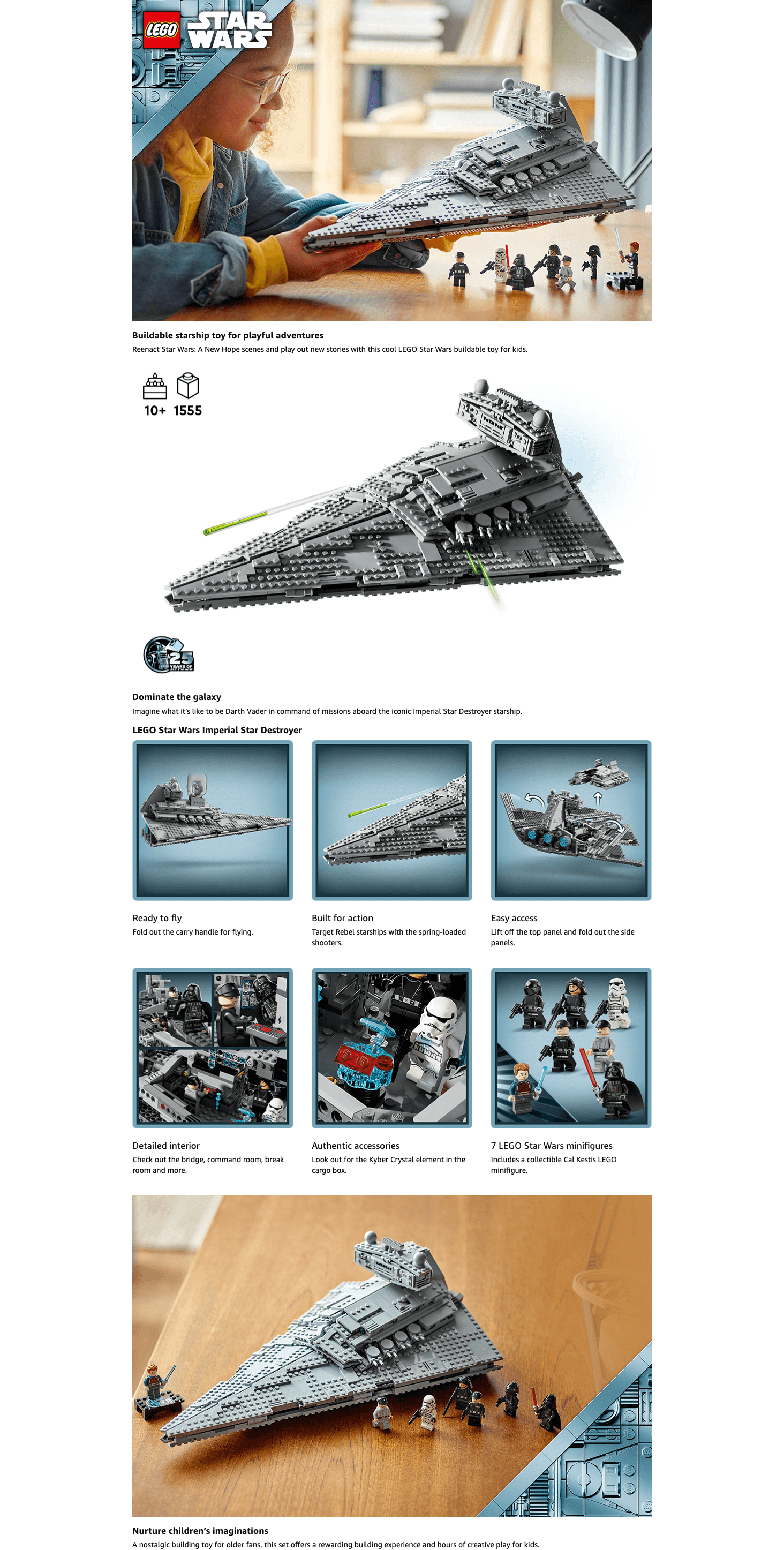 Premium A+ Content for Amazon.com: LEGO Star Wars Imperial Star Destroyer Building Toys Set