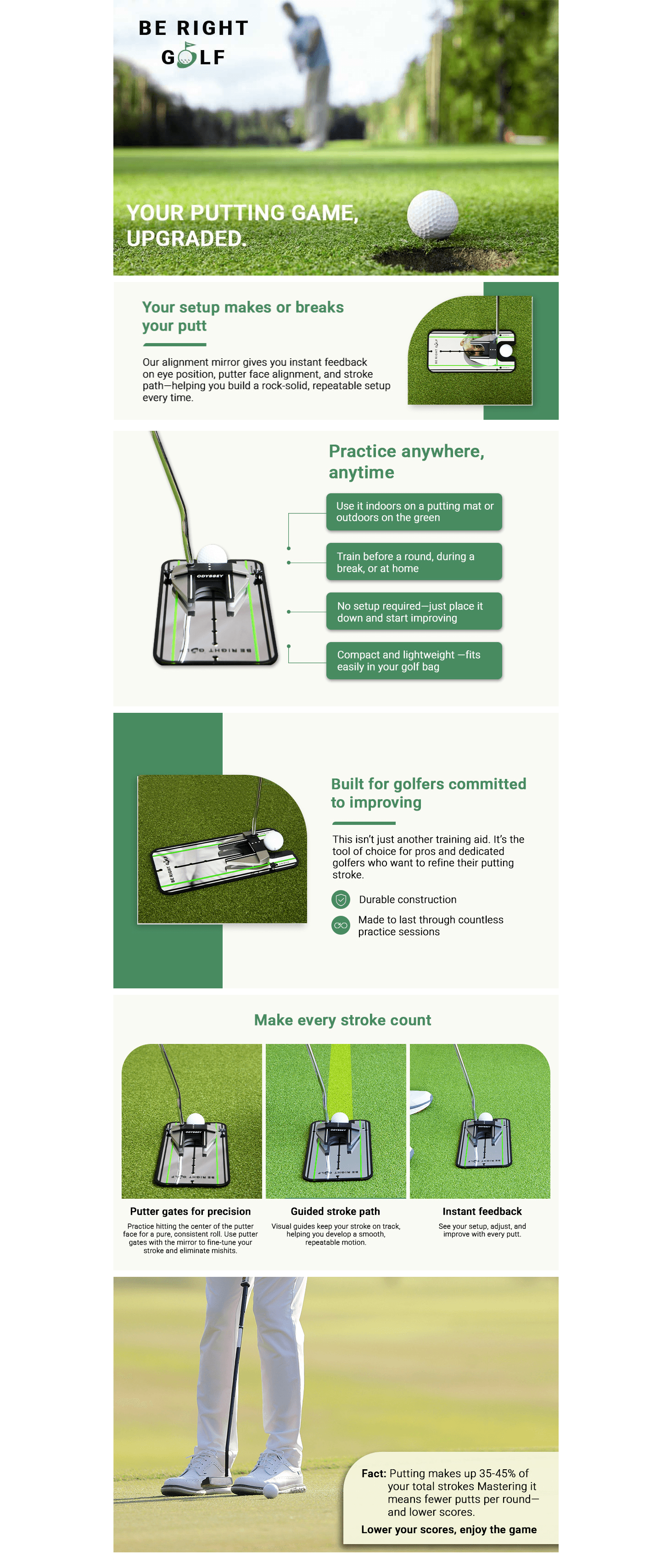 Premium A+ Content for Amazon.com : Be Right Golf Putting Alignment Mirror