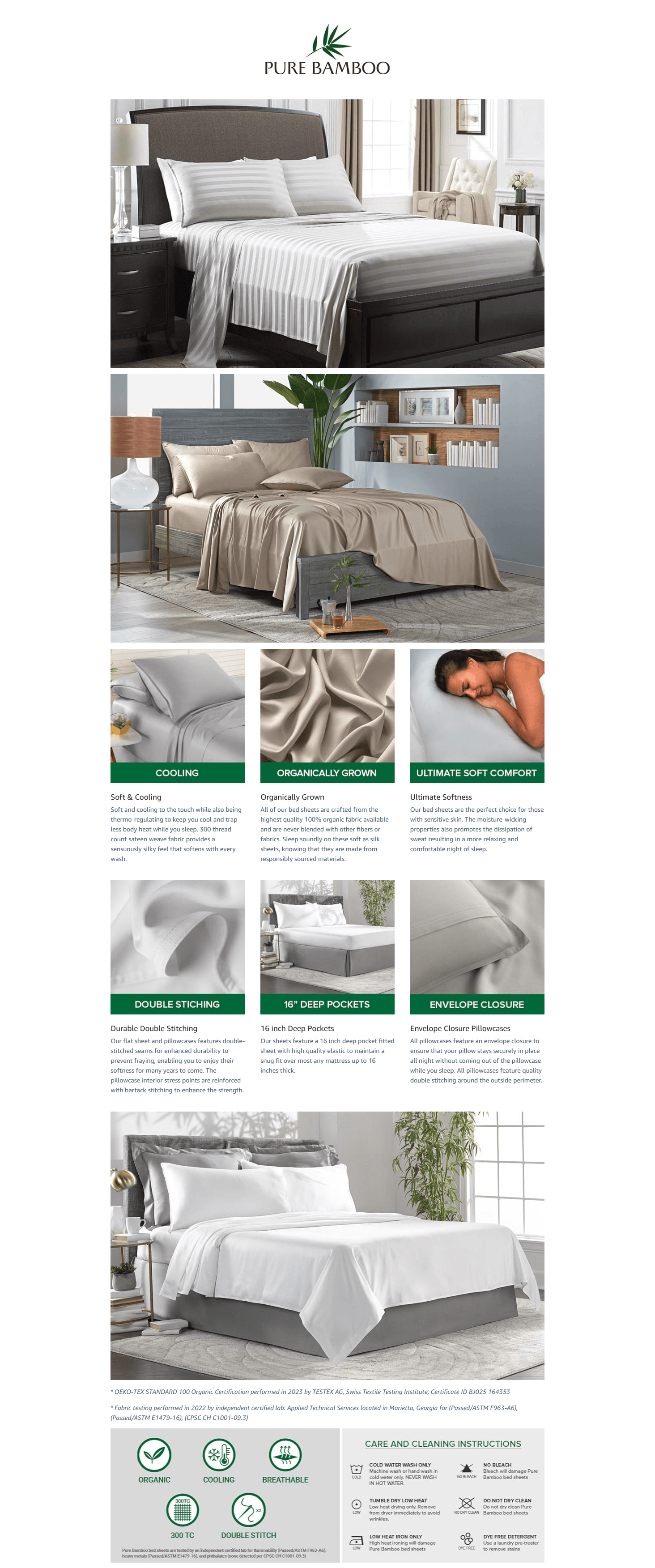 Premium A+ Content for Amazon.com: King Sheets by Pure Bamboo