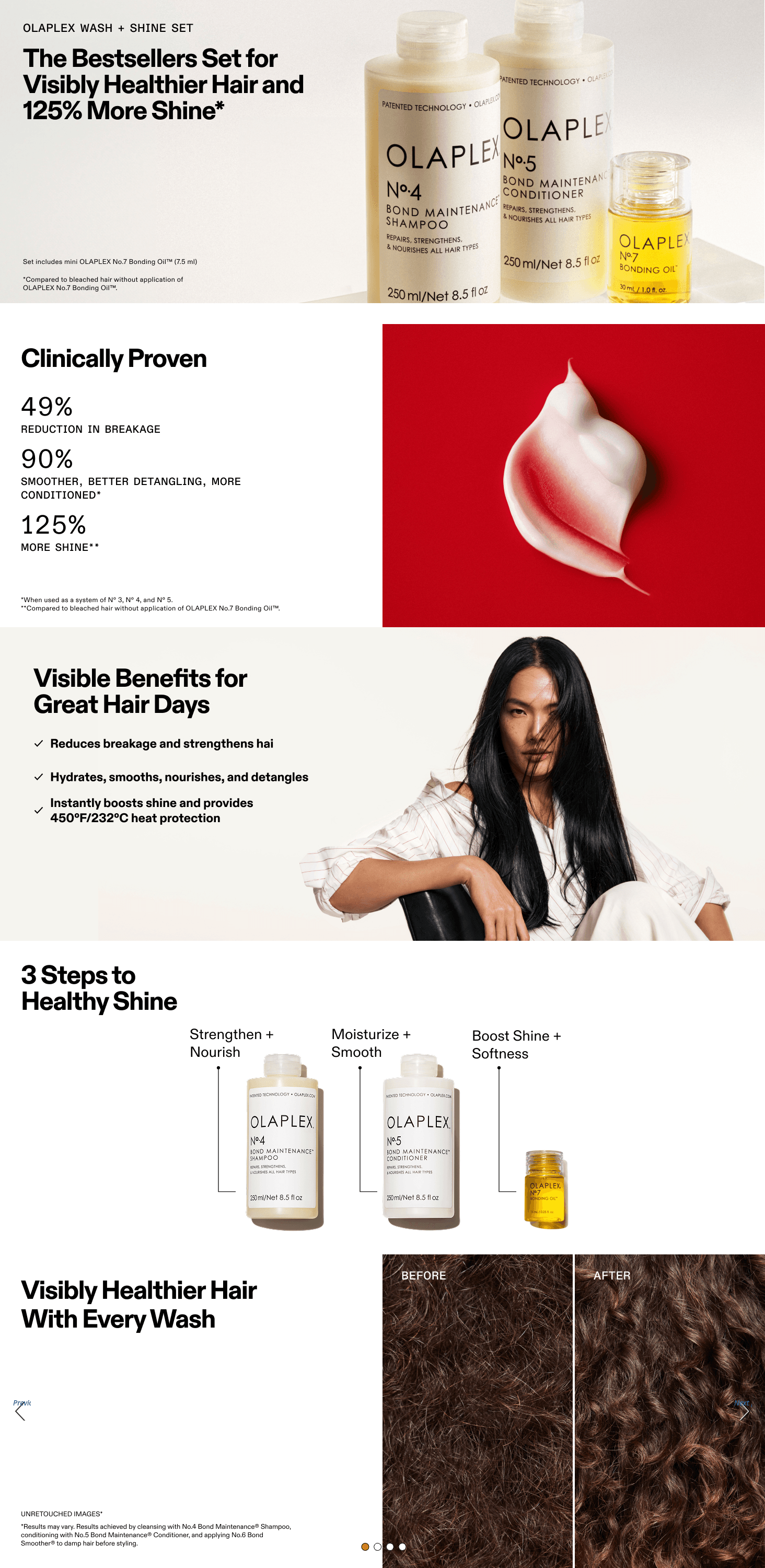 Premium A+ Content for Amazon.com: Olaplex Wash and Shine Hair Kit: No. 4