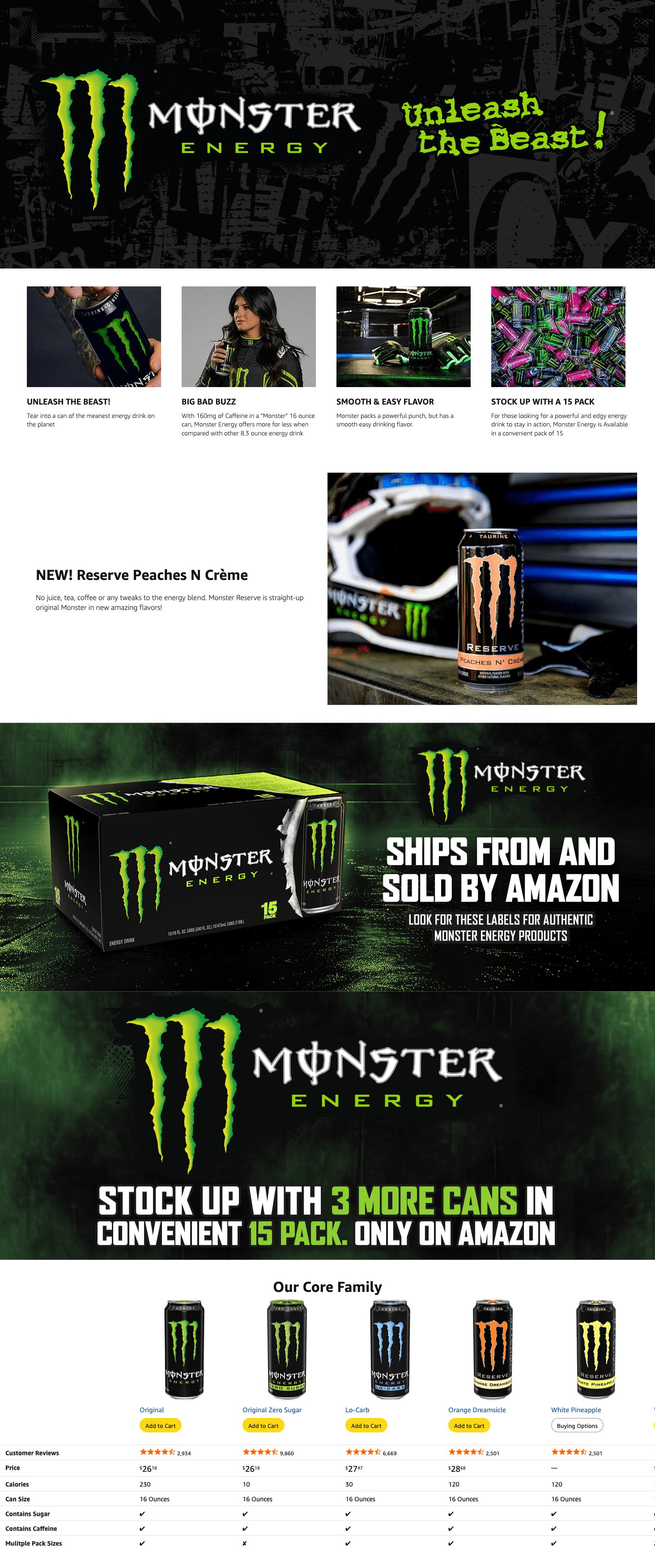 Premium A+ Content for Amazon.com : Monster Energy Drink