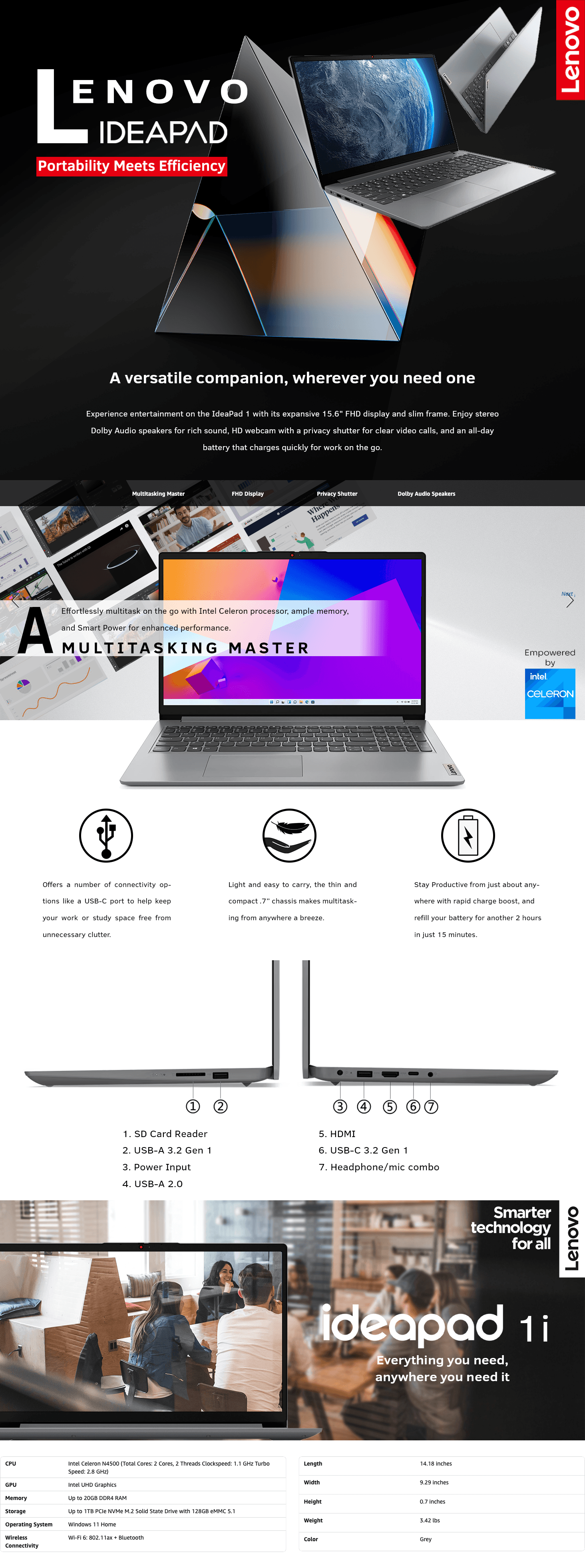 Premium A+ Content for Amazon.com: LENOVO IdeaPad 1 Laptop
