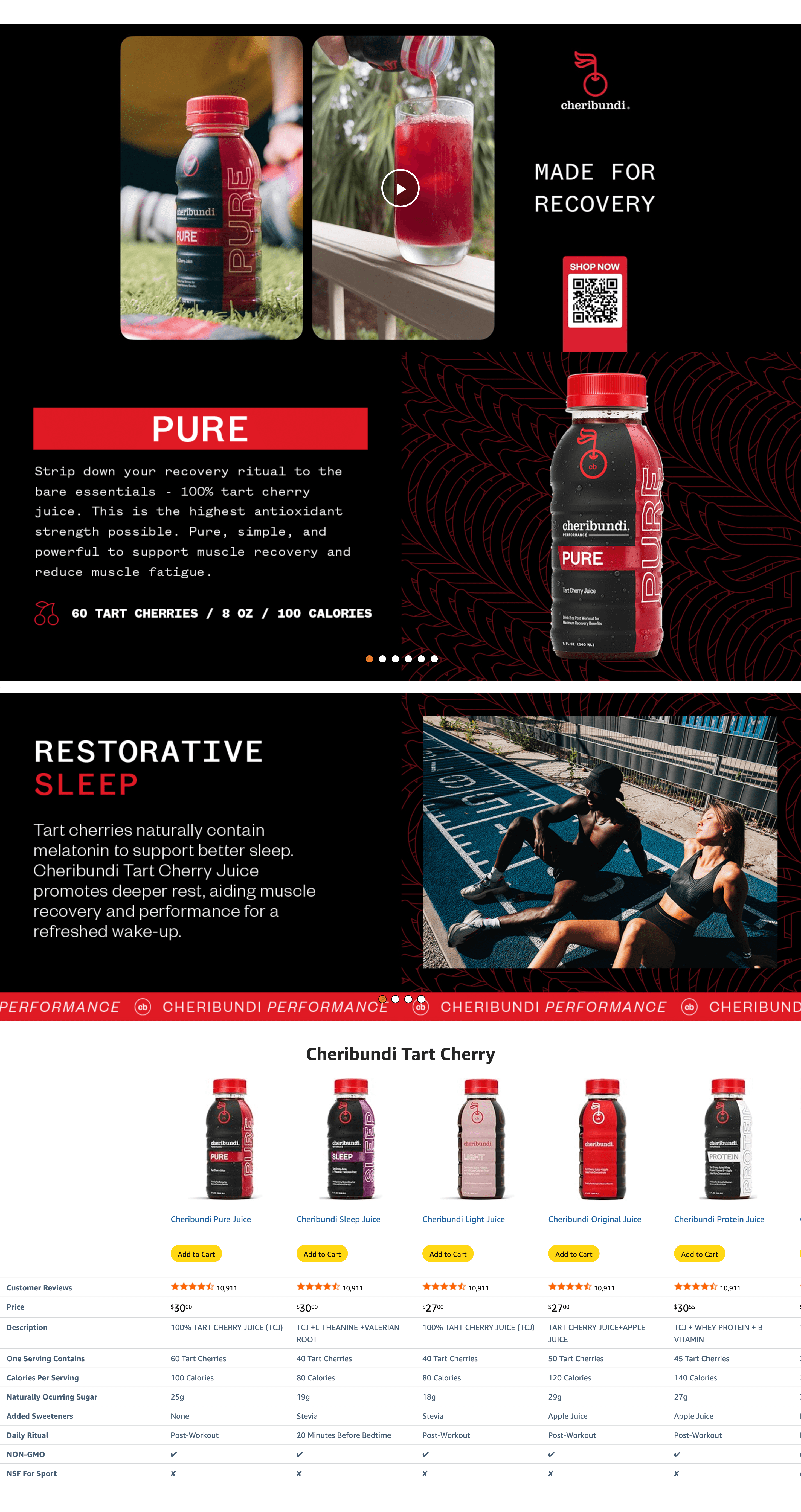 Premium A+ Content for Amazon.com: Cheribundi 100% Tart Cherry Juice