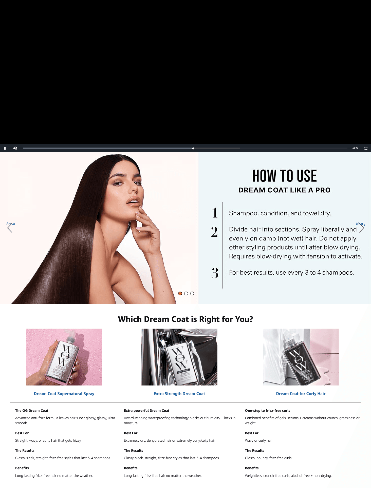 Premium A+ Content for Amazon.com: COLOR WOW Dream Coat Supernatural Spray