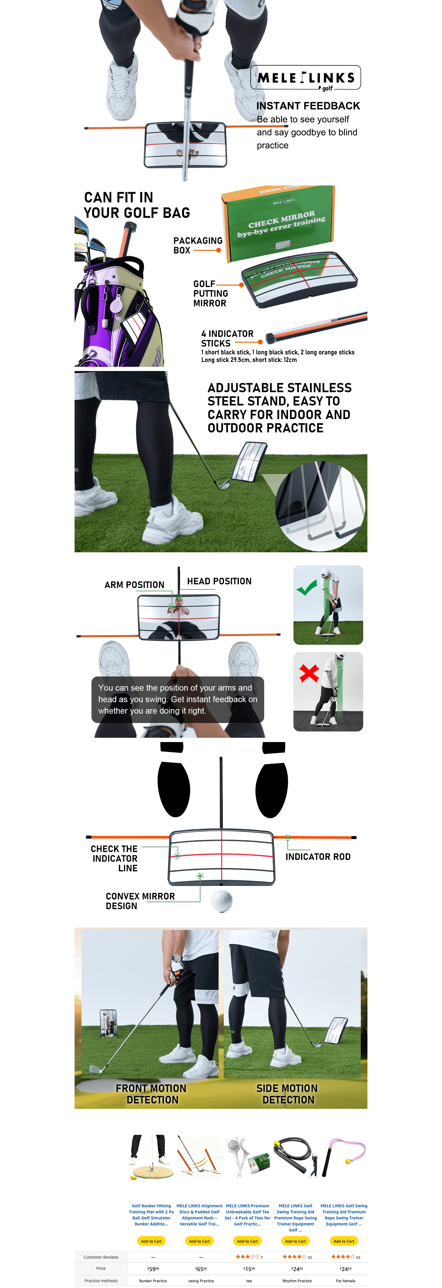 Premium A+ Content for Amazon.com : Melelinks Golf Putting Mirror -Alignment Training Aid for Men & Women