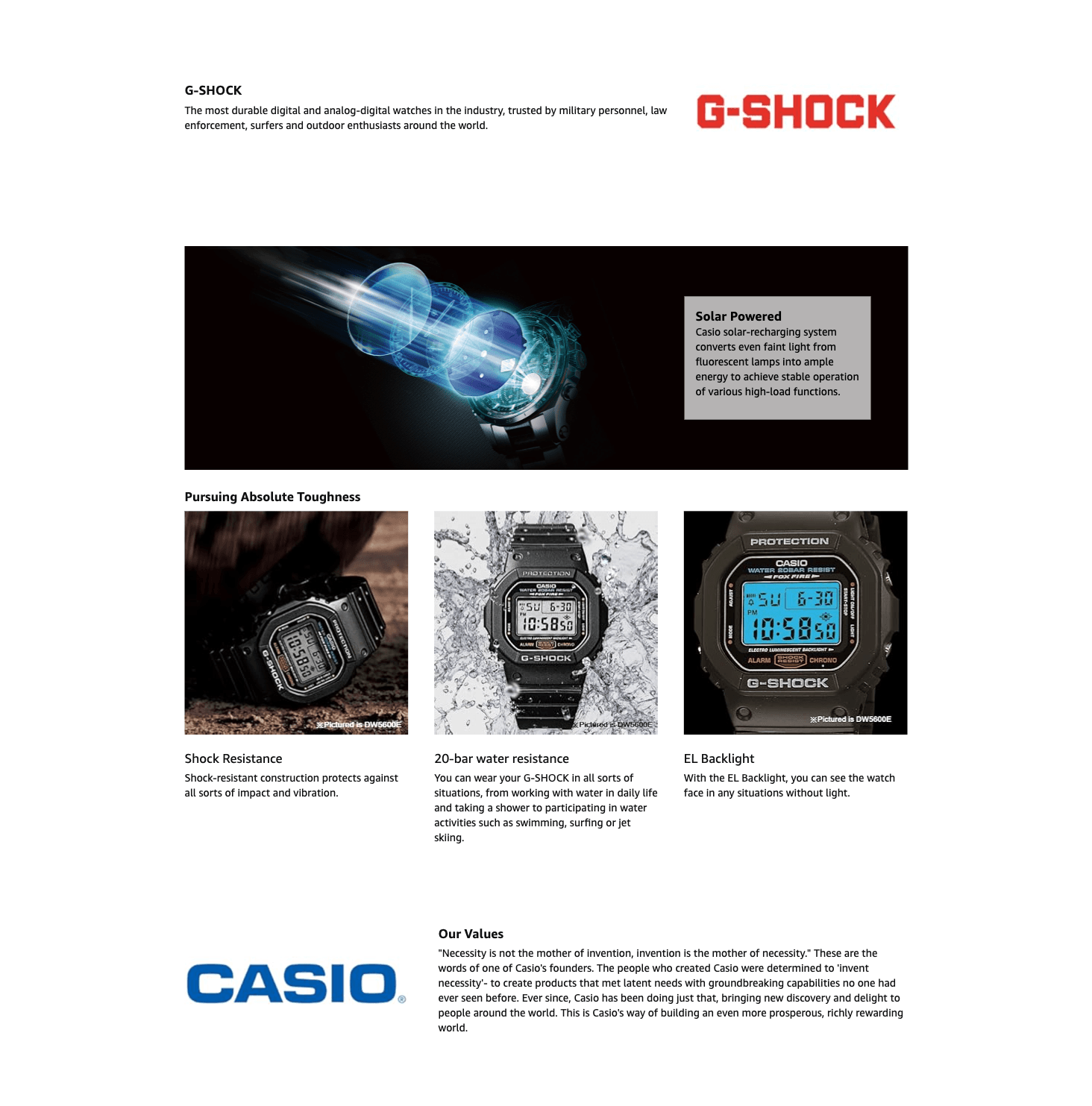 Premium A+ Content for Amazon.com: Casio G-Shock GWM5610-1 Men's Solar Black Resin Sport Watch : Clothing