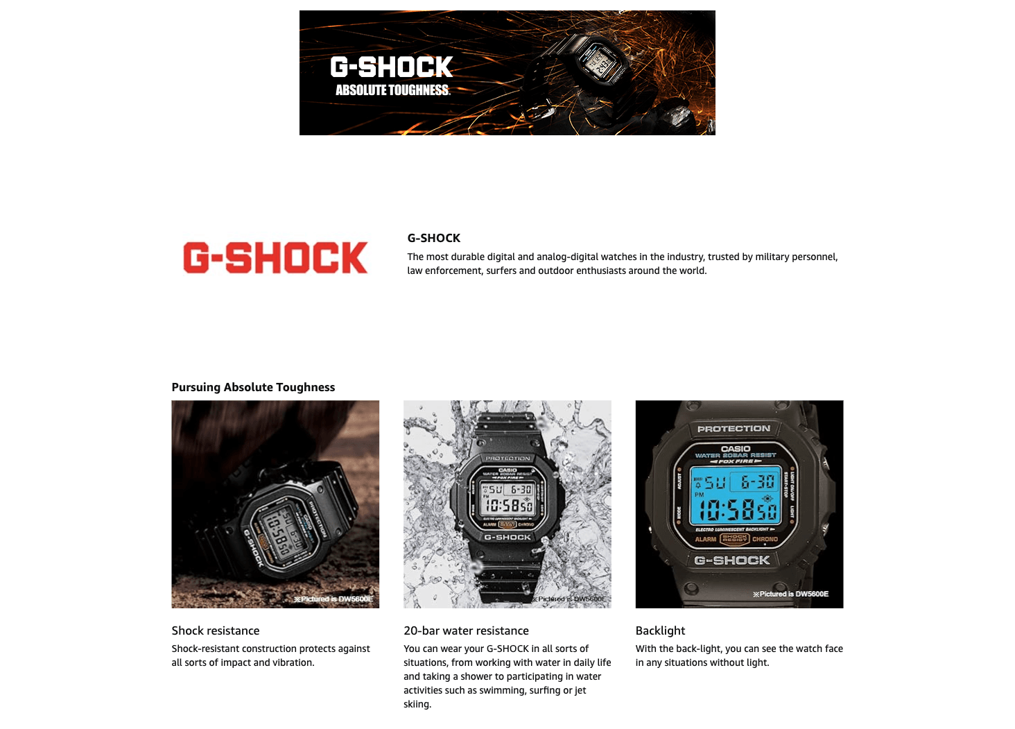 Premium A+ Content for Amazon.com: Casio Men's G-Shock Quartz Watch with Resin Strap