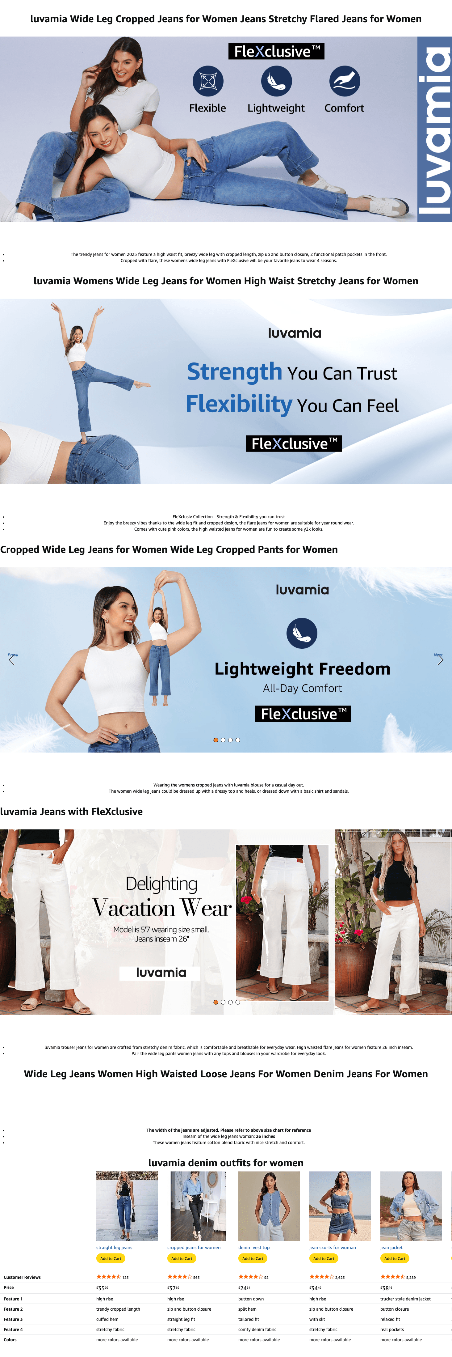 Premium A+ Content for luvamia Wide Leg Jeans for Women Trendy High Waisted Flare Jeans Cropped Denim Pants…