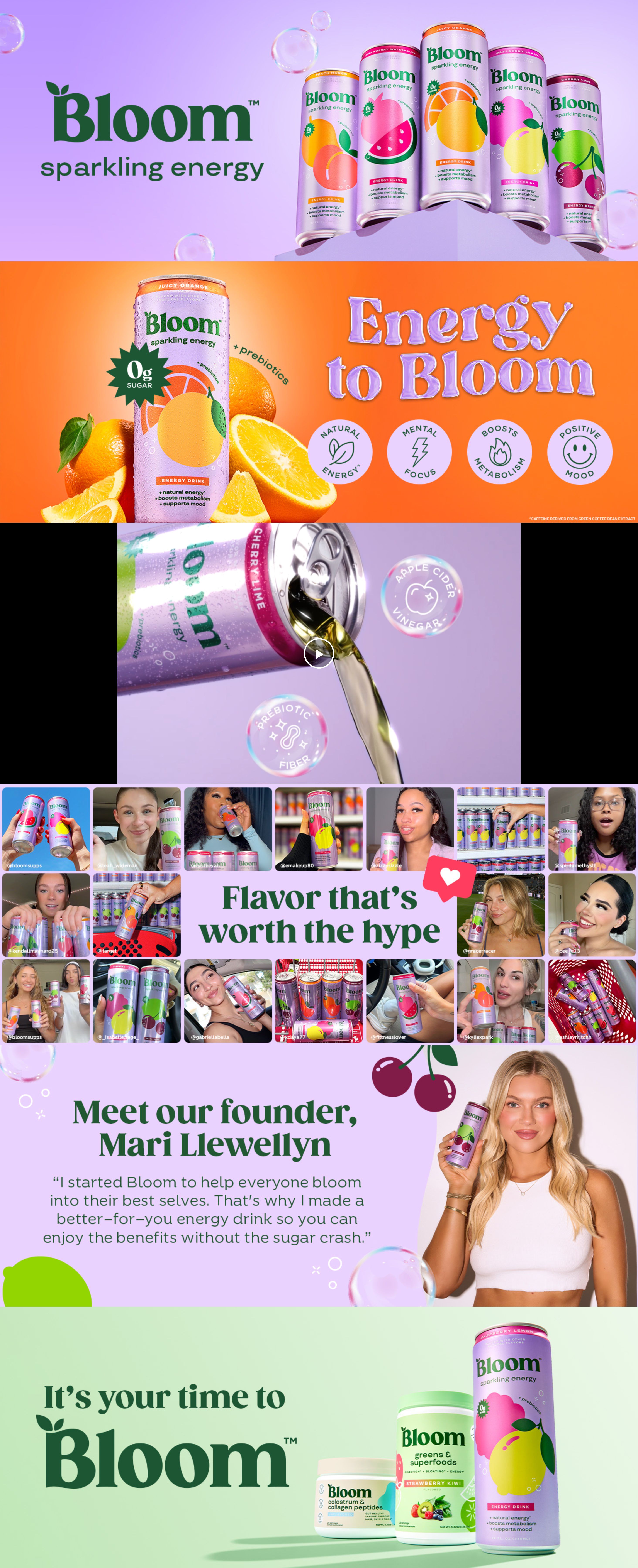 Premium A+ Content for Amazon.com: Bloom Nutrition Sparkling Energy Drink