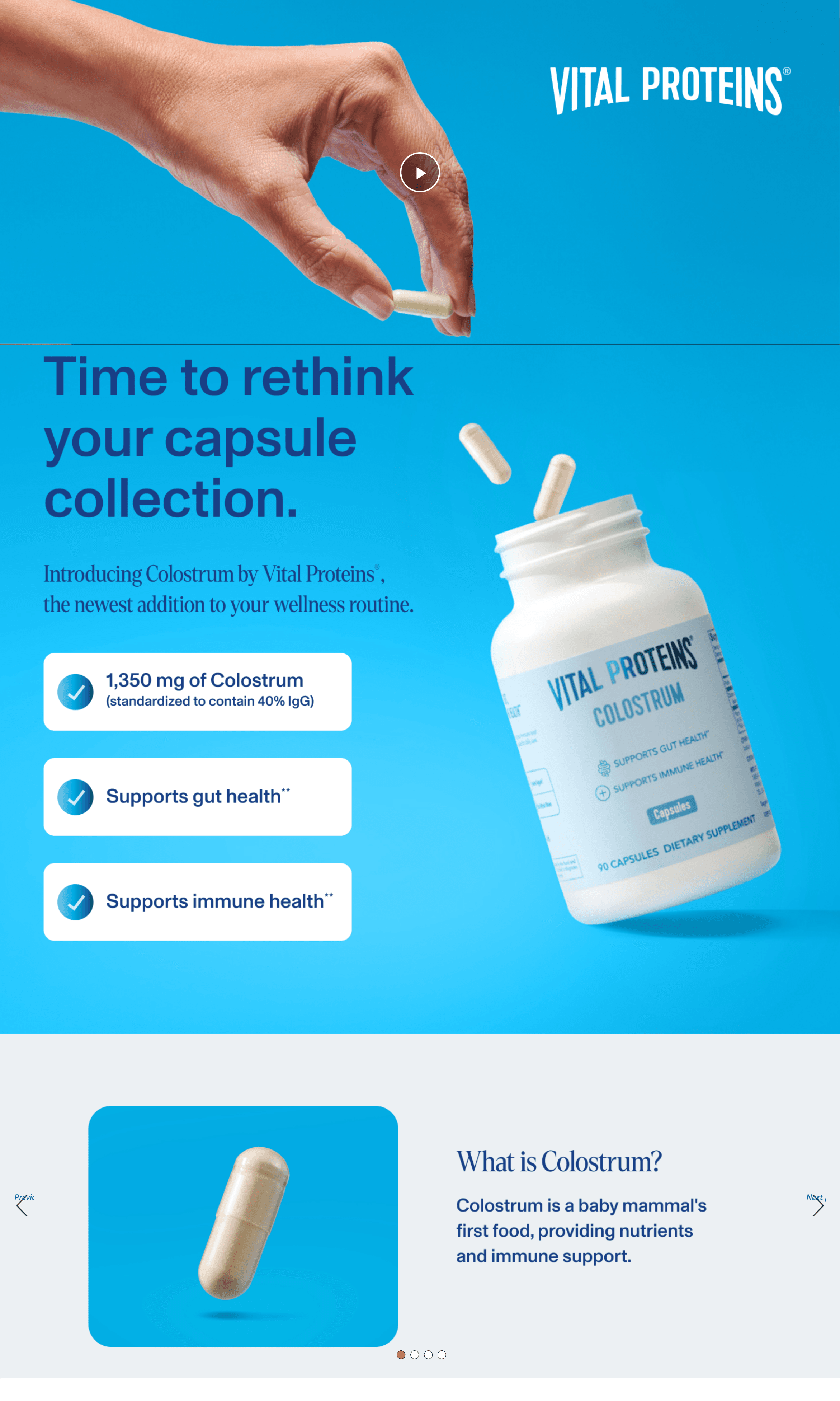 Premium A+ Content for Amazon.com: Vital Proteins Bovine Colostrum Supplement 90 Capsules for Gut Health