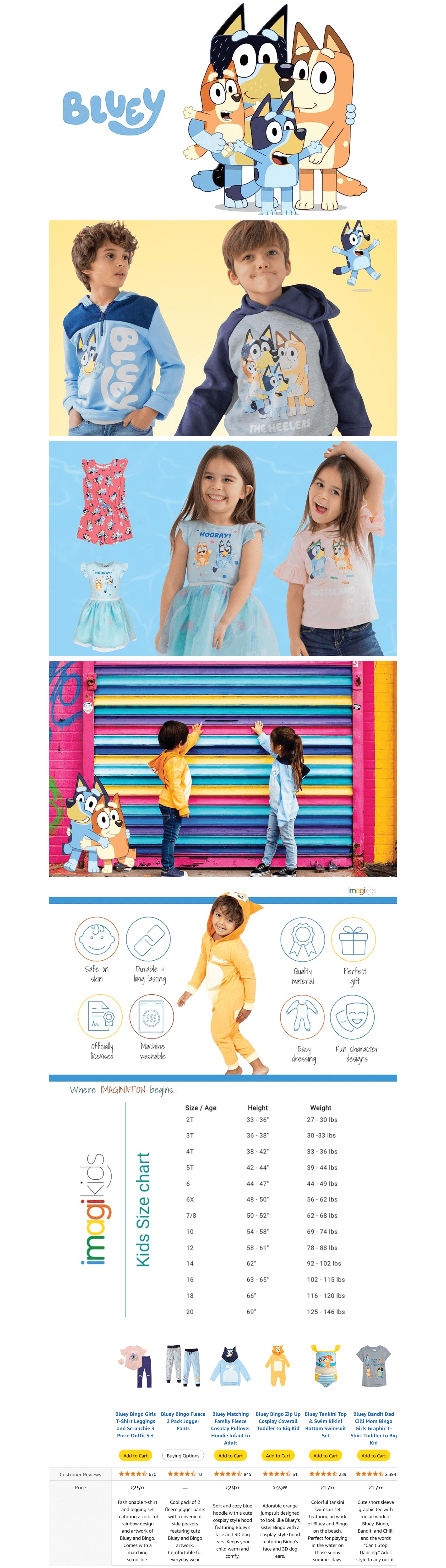 Premium A+ Content for Amazon.com: Bluey Girls T-Shirt and French Terry Shorts Outfit Set Toddler to Big Kid…