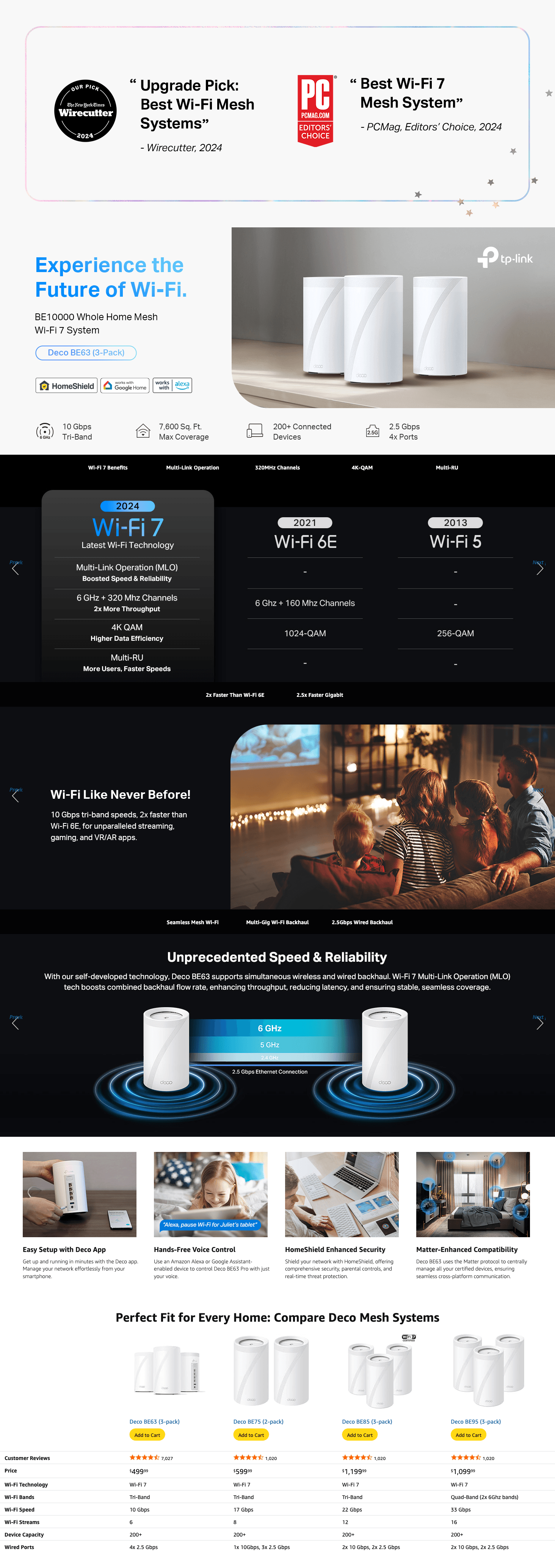 Premium A+ Content for Amazon.com: TP-Link Tri-Band WiFi 7 BE10000 Whole Home Mesh System (Deco BE63)