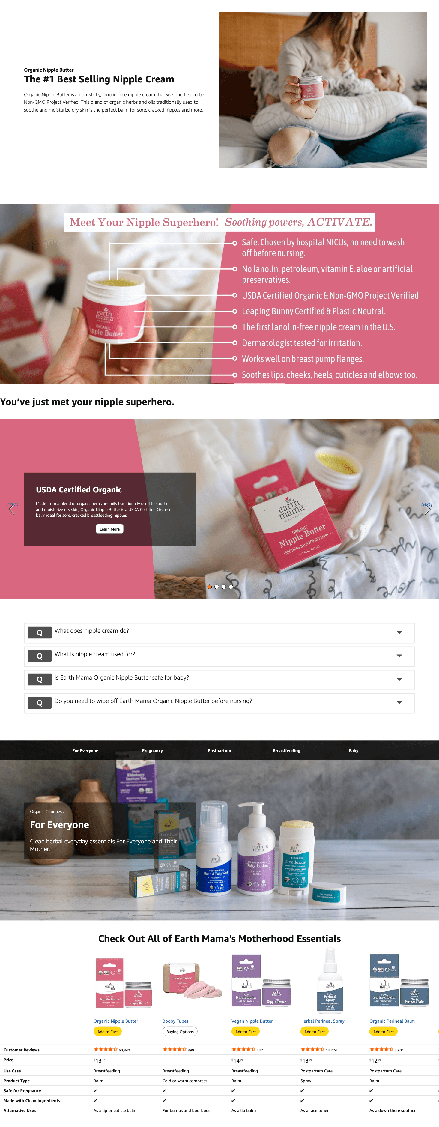 Premium A+ Content for Amazon.com: Earth Mama Organic Nipple Butter™