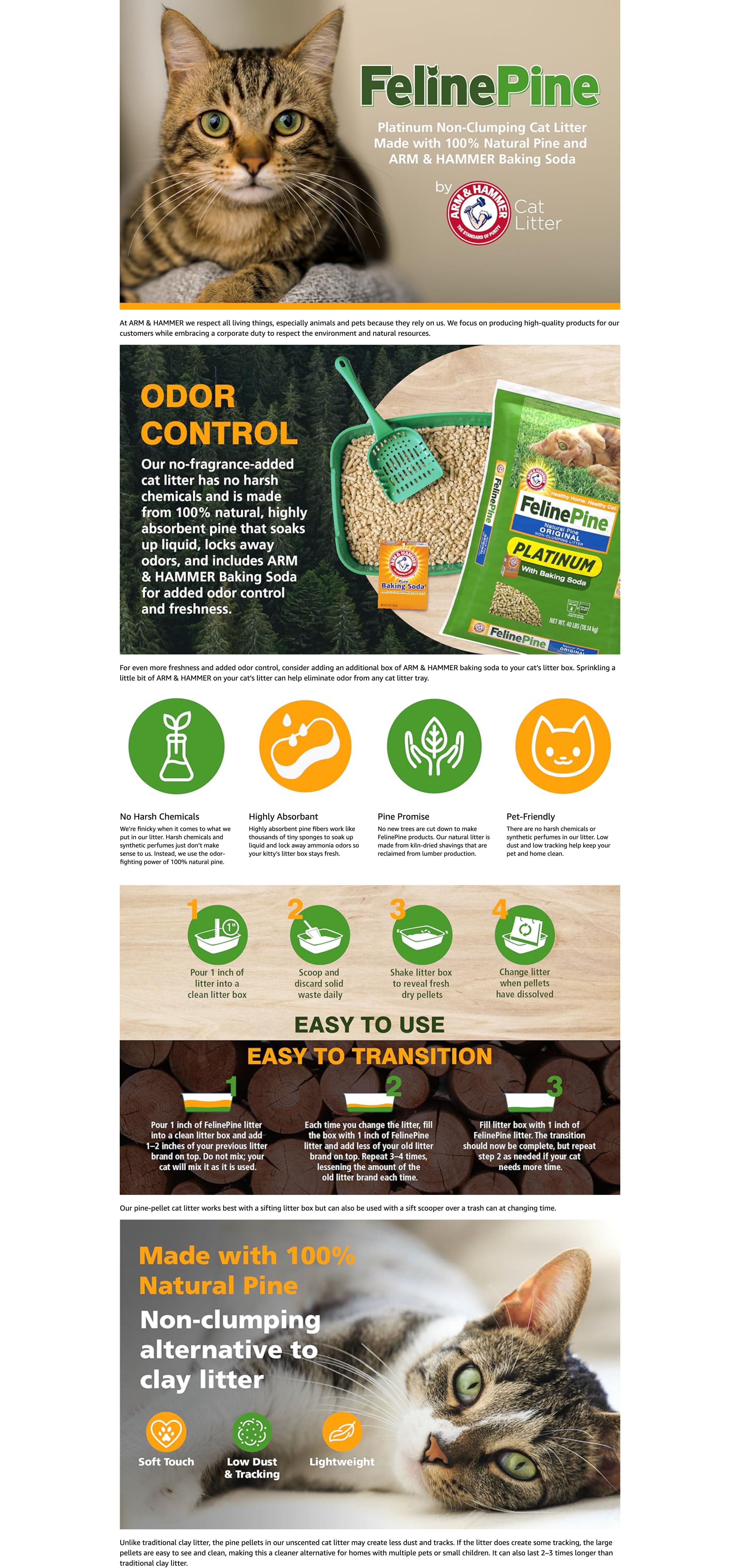 Premium A+ Content for Amazon.com : Feline Pine Platinum Non-Clumping Cat Litter 18lb. : Pet Supplies