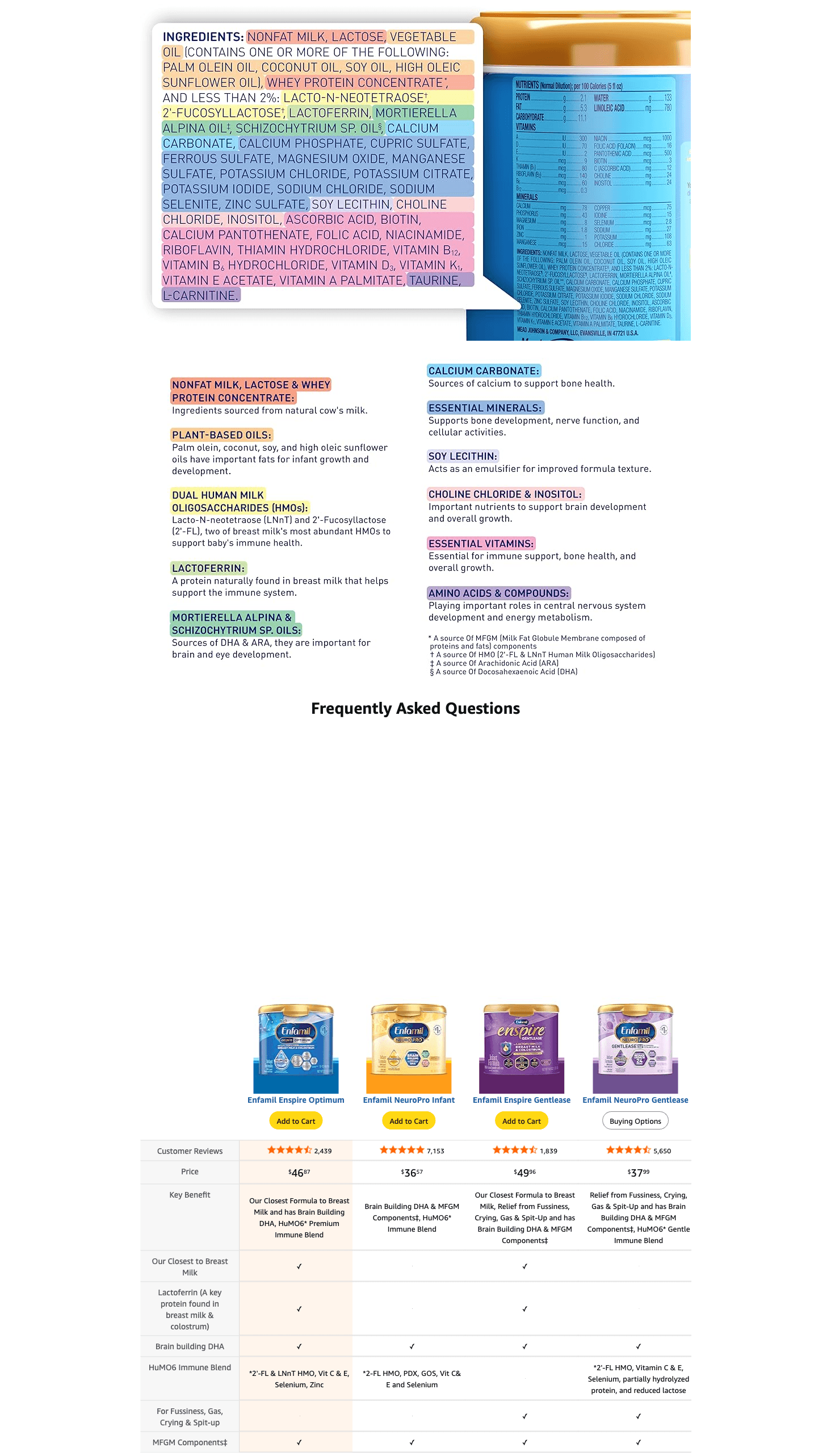 Premium A+ Content for Amazon.com: Enfamil Optimum Baby Formula