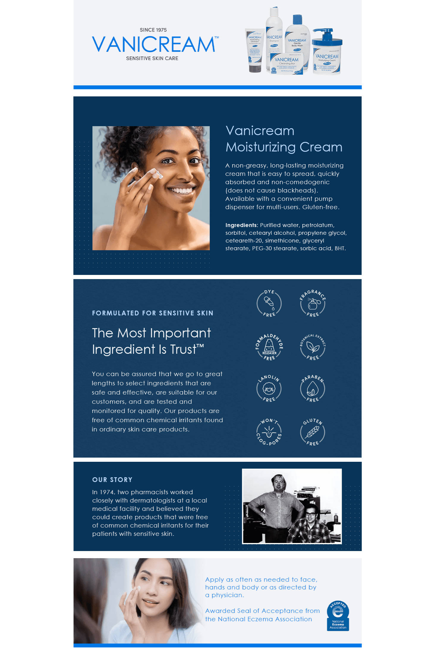 Premium A+ Content for Amazon.com: Vanicream Moisturizing Skin Cream with Pump Dispenser
