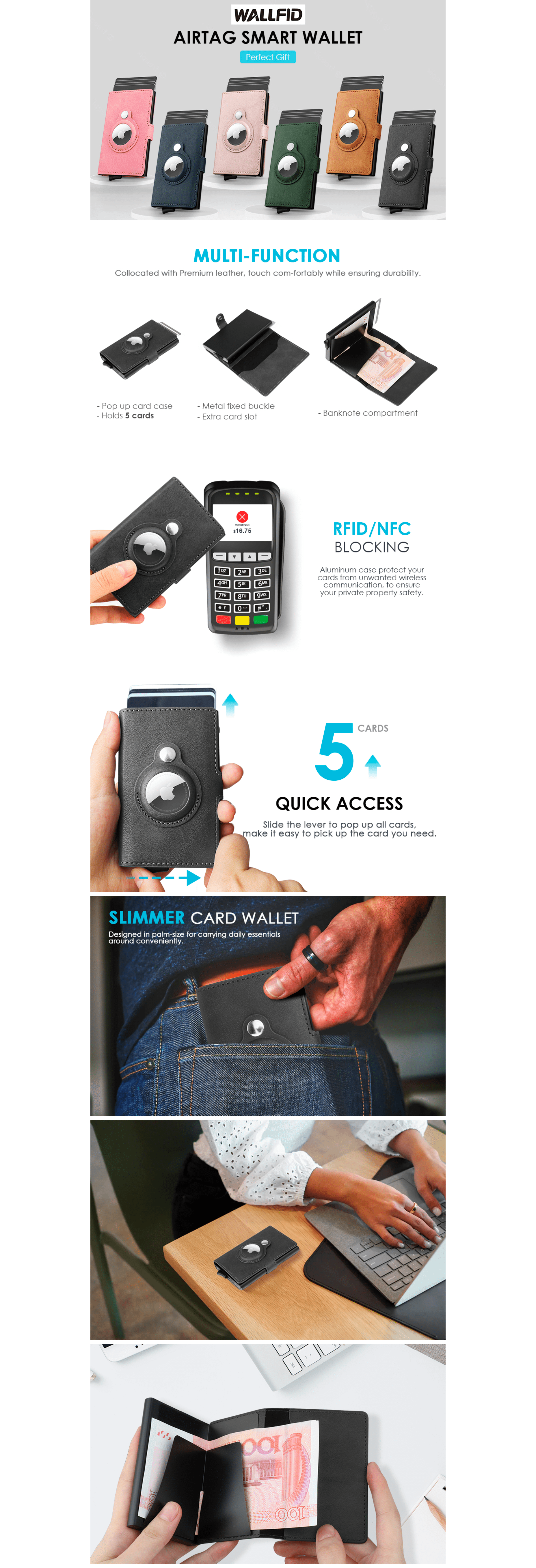 Premium A+ Content for Portafoglio AirTag Porta carte di credito da uomo