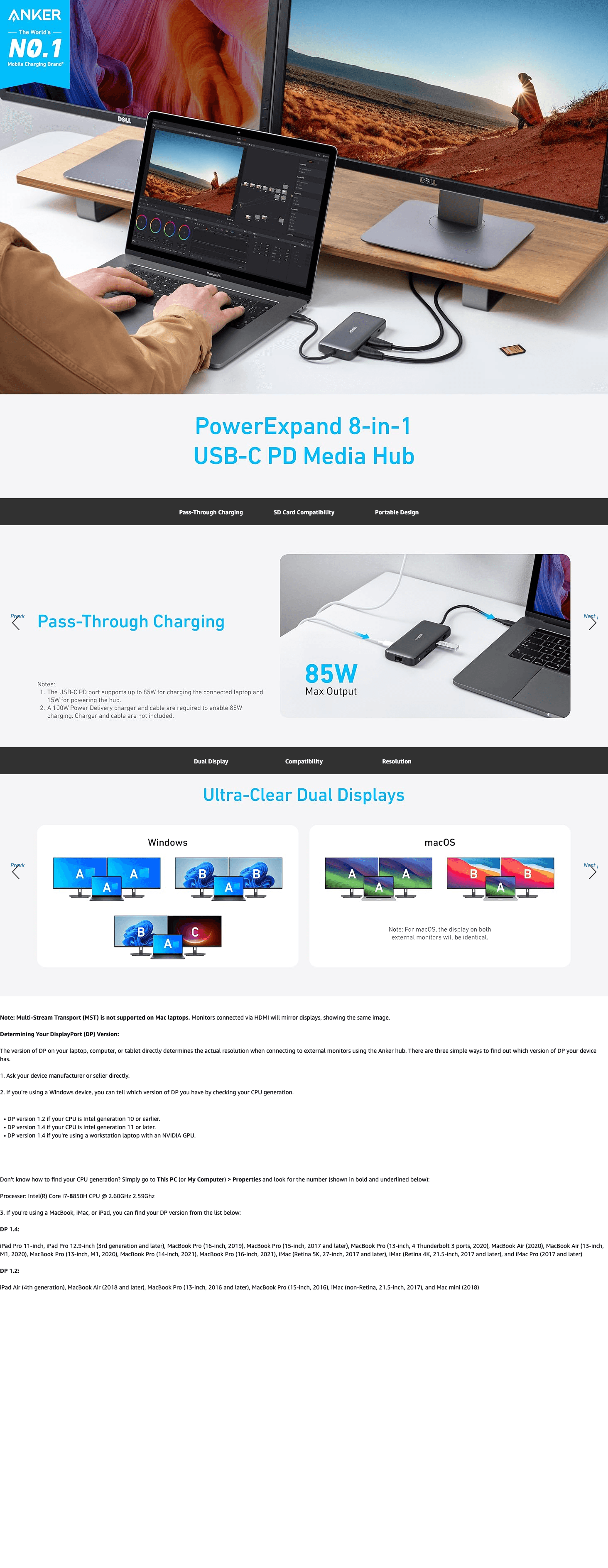 Premium A+ Content for Amazon.com: Anker Laptop Docking Station