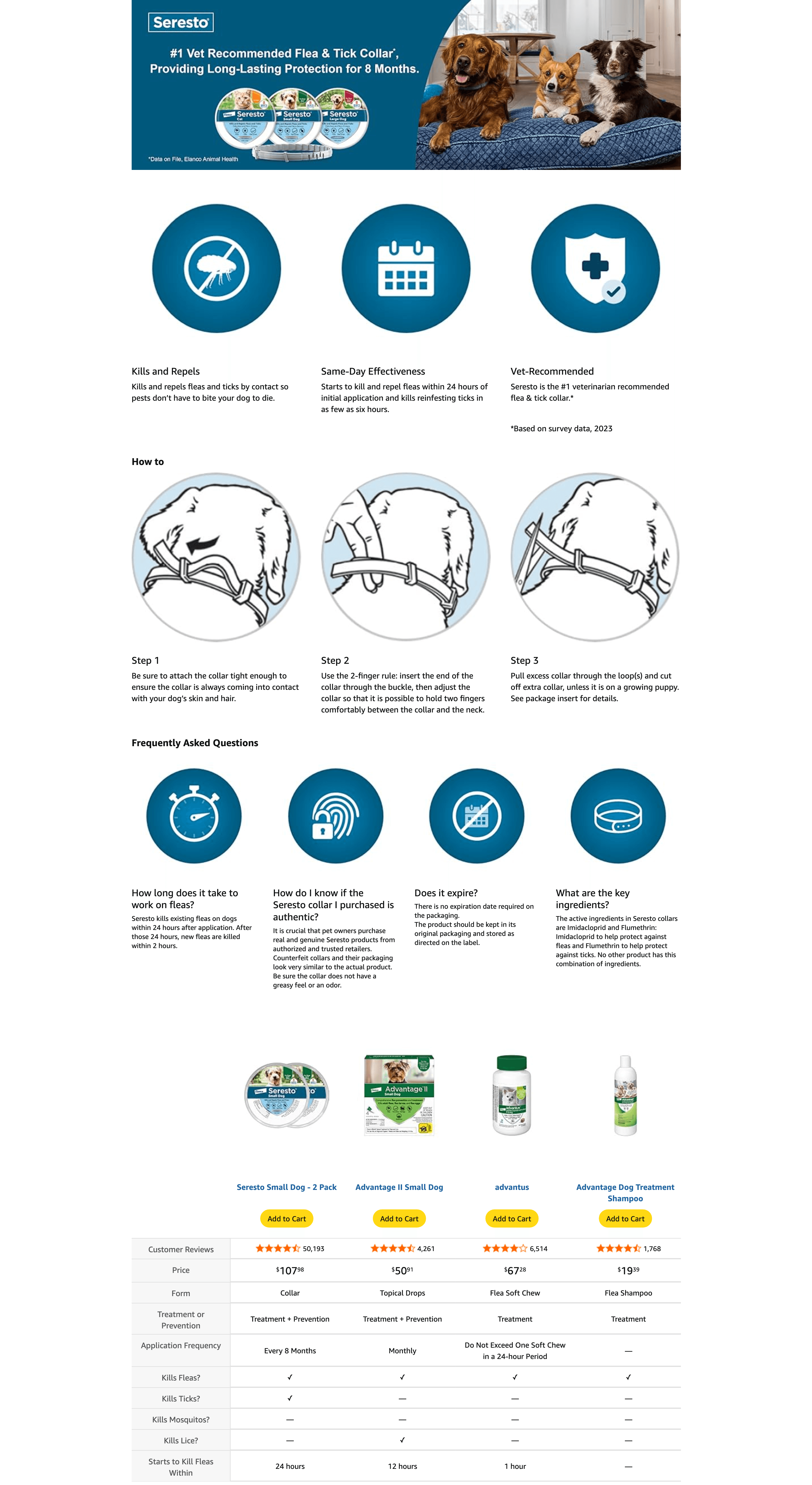 Premium A+ Content for Amazon.com: Seresto Small Dog Vet-Recommended Flea & Tick Treatment & Prevention Collar…