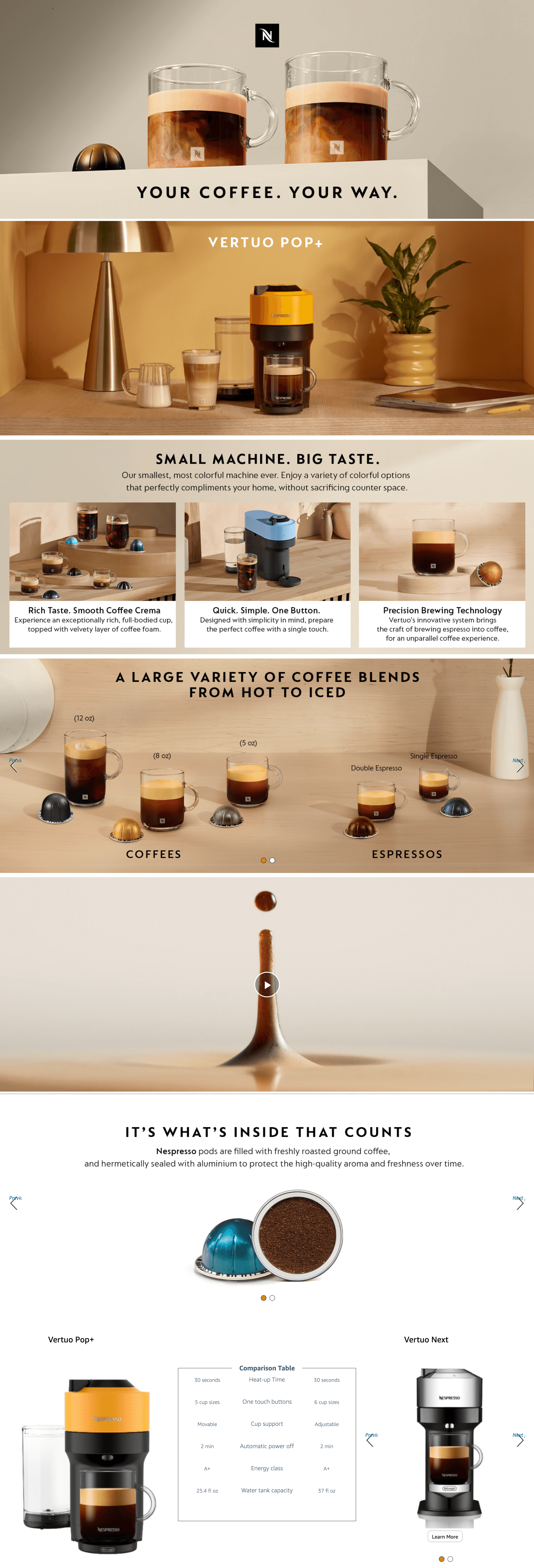 Premium A+ Content for Amazon.com: Nespresso Vertuo Pop+ Coffee and Espresso Machine by De'Longhi
