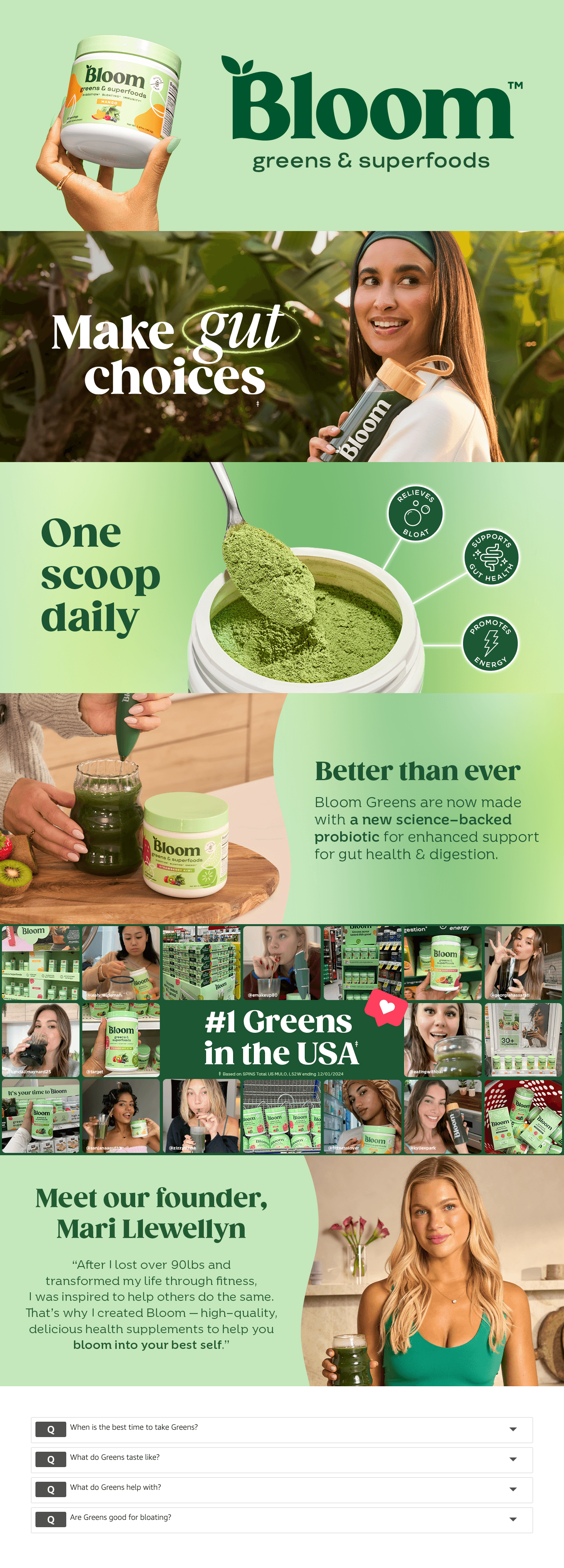 Premium A+ Content for Amazon.com: Bloom Nutrition Superfood Greens Powder