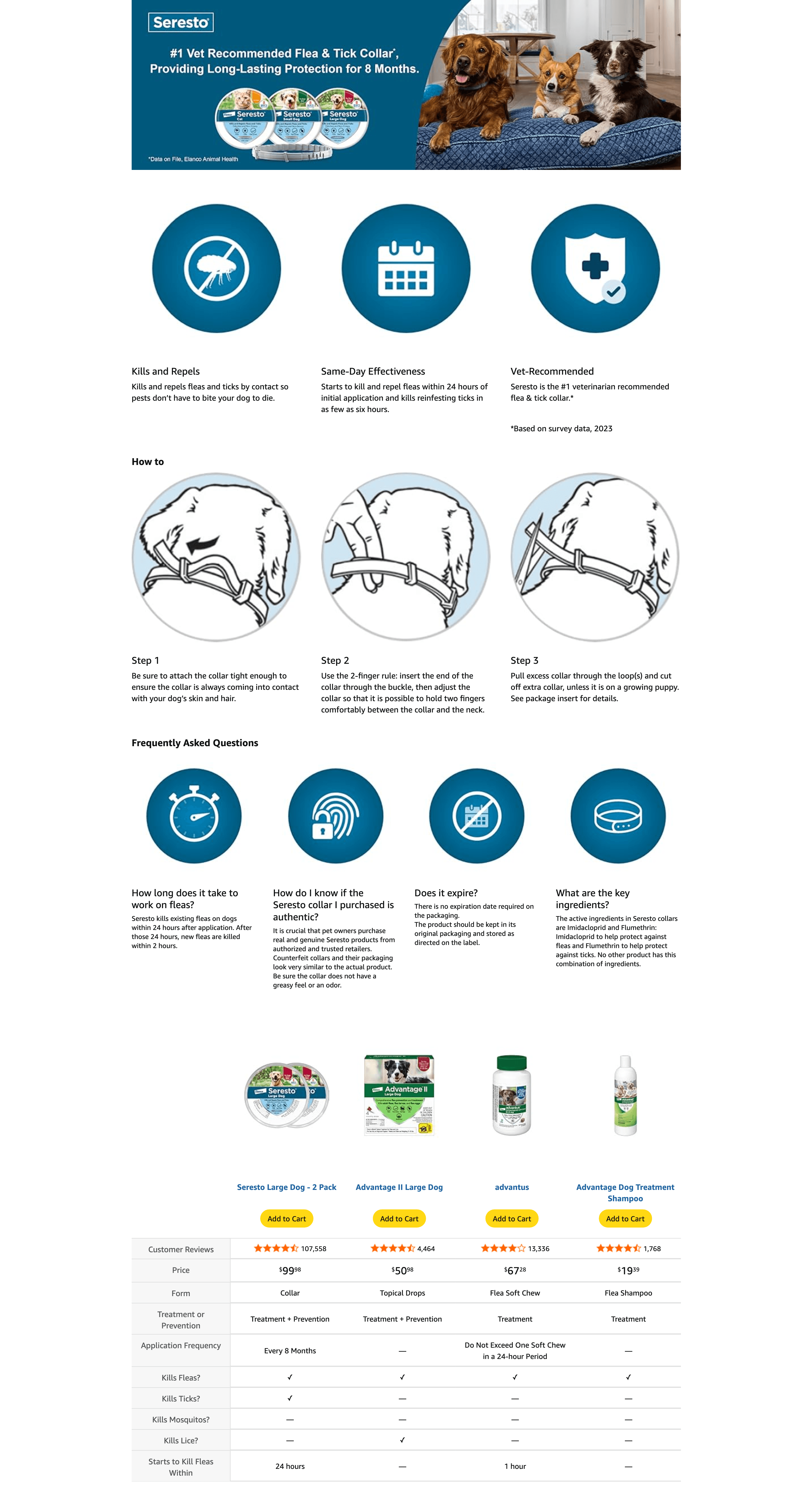 Premium A+ Content for Amazon.com: Seresto Large Dog Vet-Recommended Flea & Tick Treatment & Prevention Collar…
