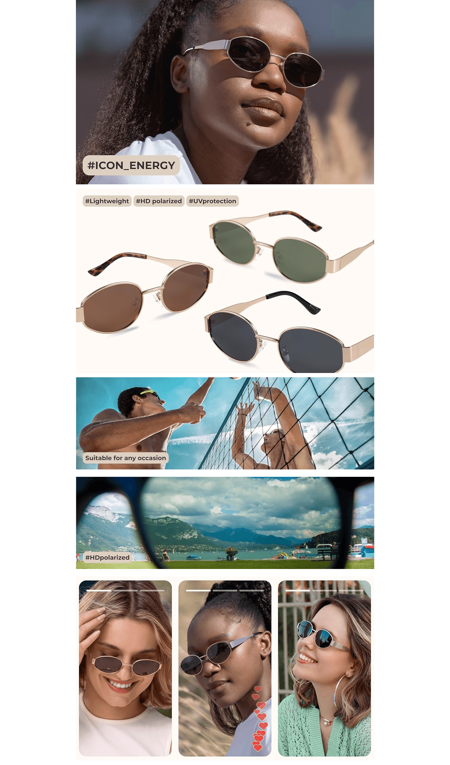 Premium A+ Content for Amazon.com: livho 2025 Trendy Oval Sunglasses