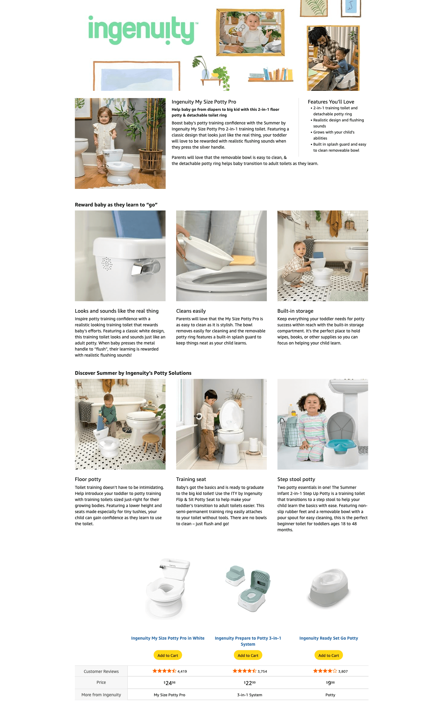 Premium A+ Content for Amazon.com: Summer Infant by Ingenuity My Size Potty Pro in White