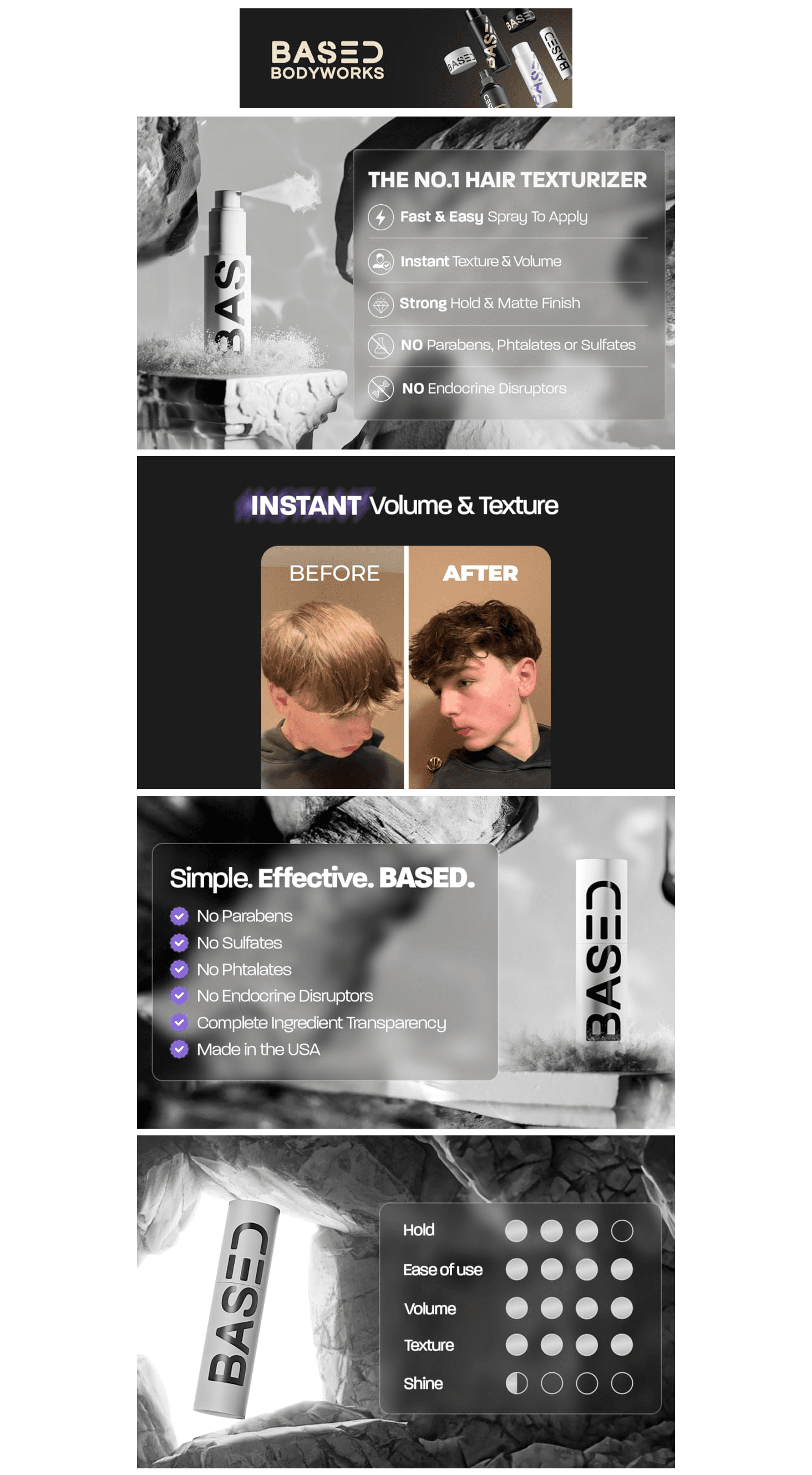 Premium A+ Content for Amazon.com: Based Bodyworks Hair Texturizing Powder