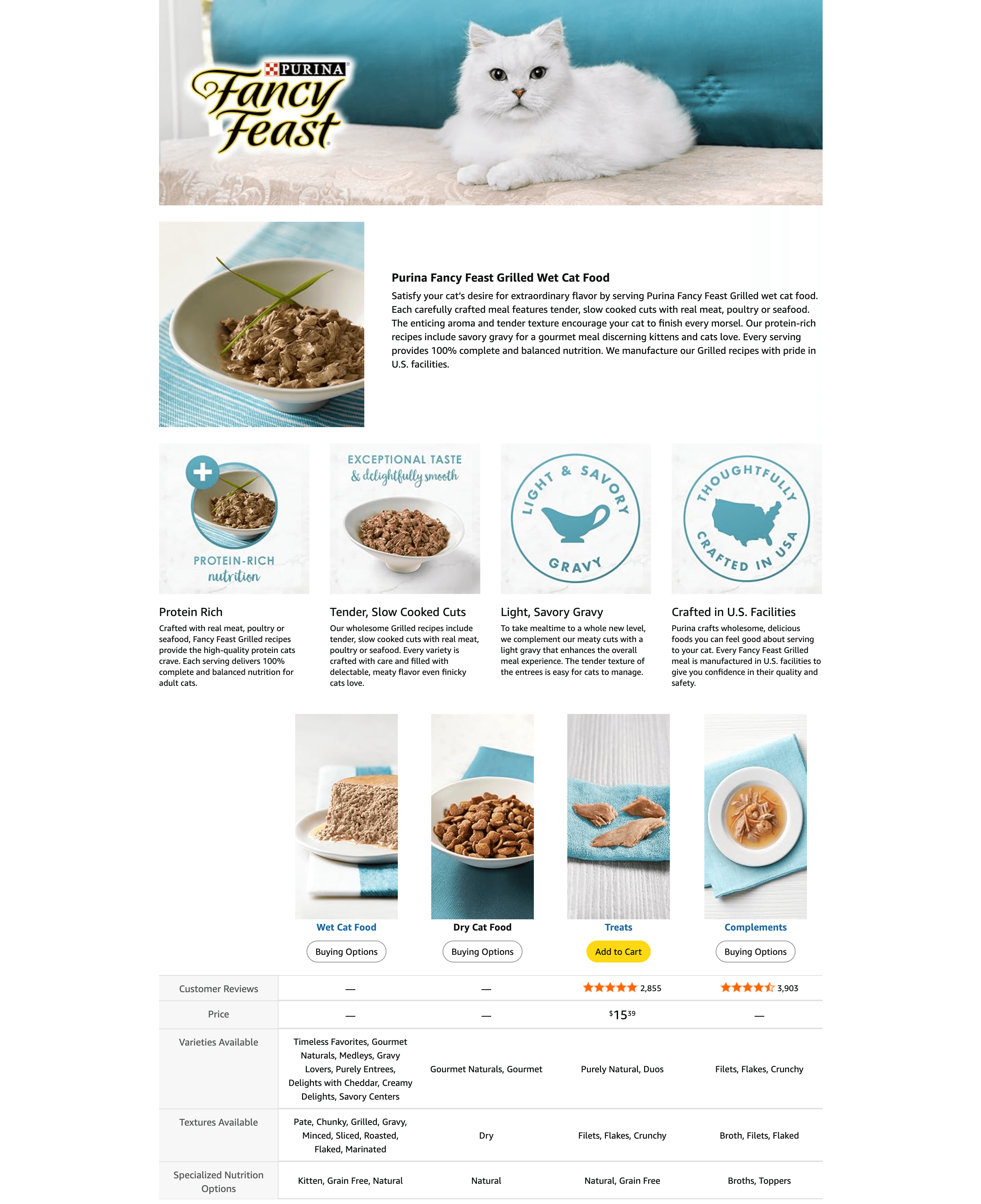 Premium A+ Content for Amazon.com : Fancy Feast Purina Grilled Seafood Feast Variety Pack